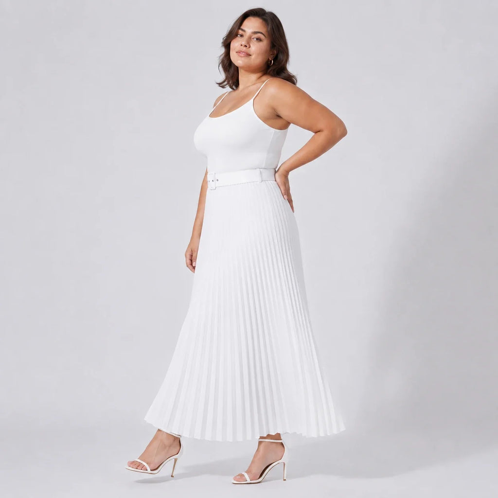 Belted Pleated Maxi Skirt WHD0606390