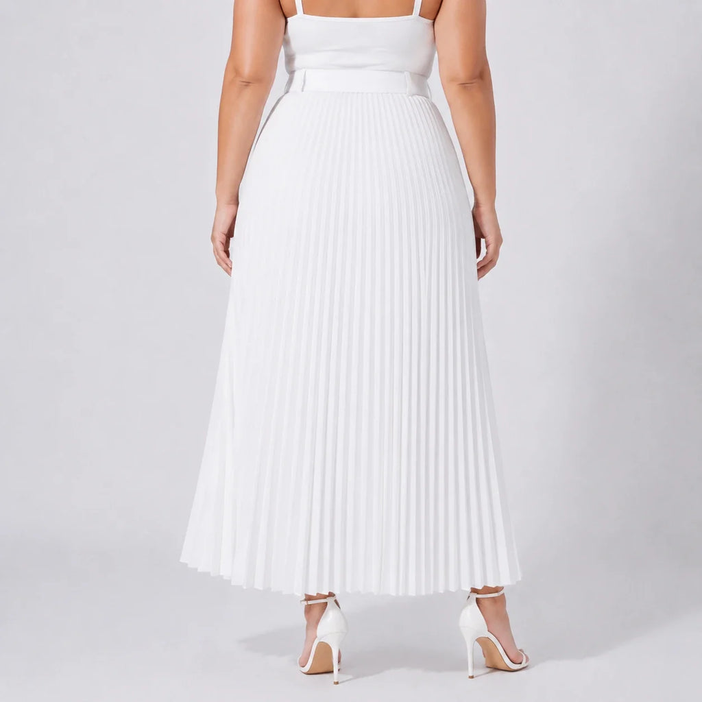Belted Pleated Maxi Skirt WHD0606390