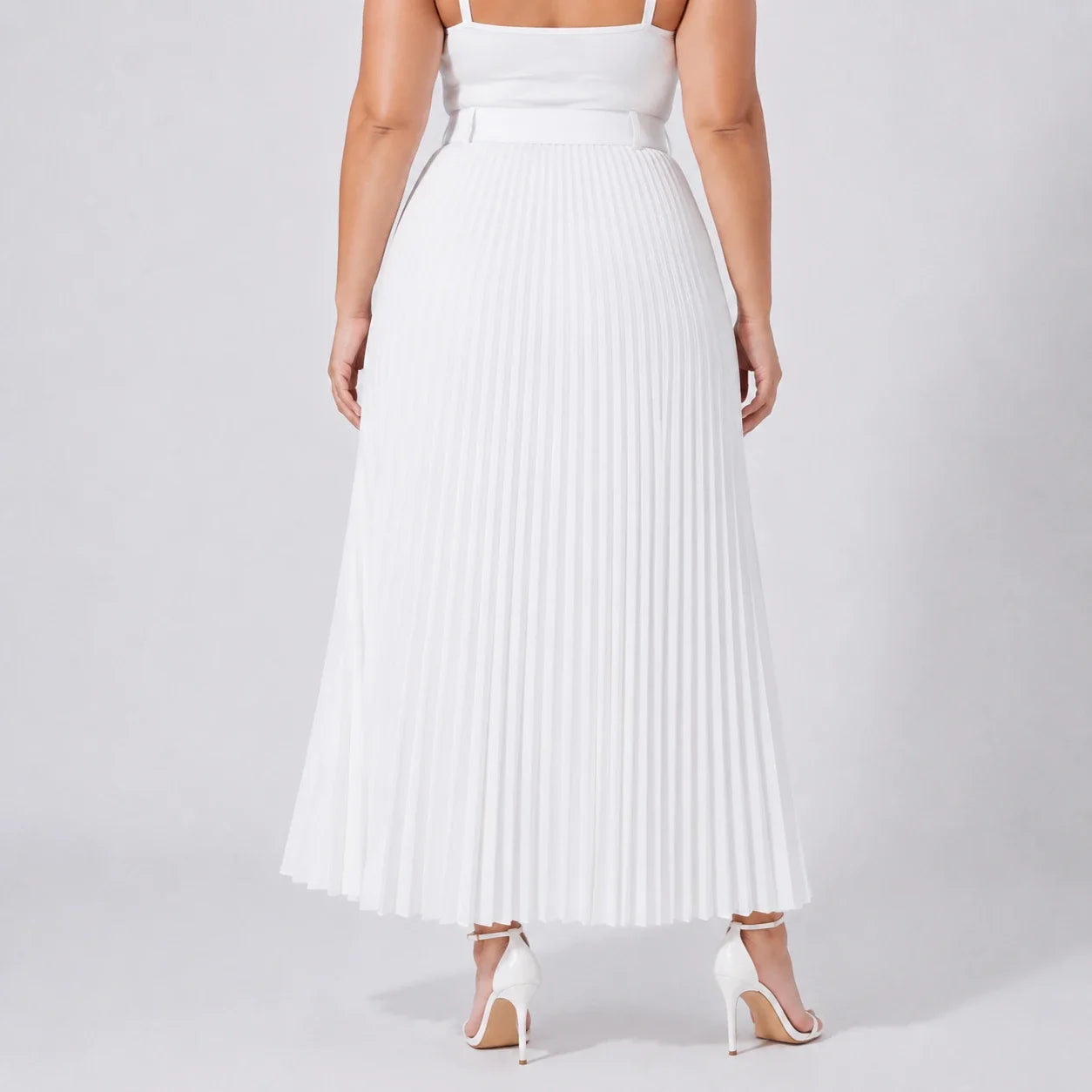 Belted Pleated Maxi Skirt WHD0606390