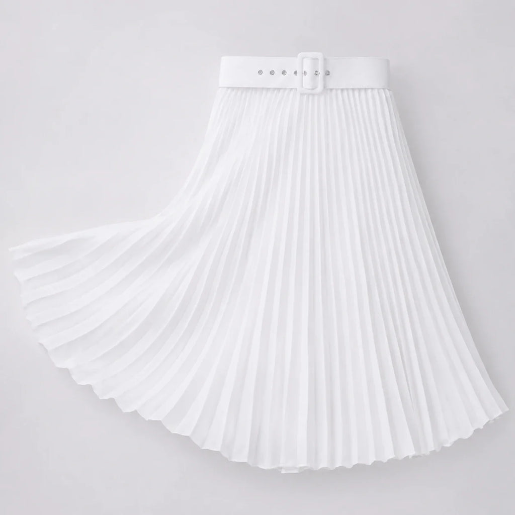 Belted Pleated Maxi Skirt WHD0606390