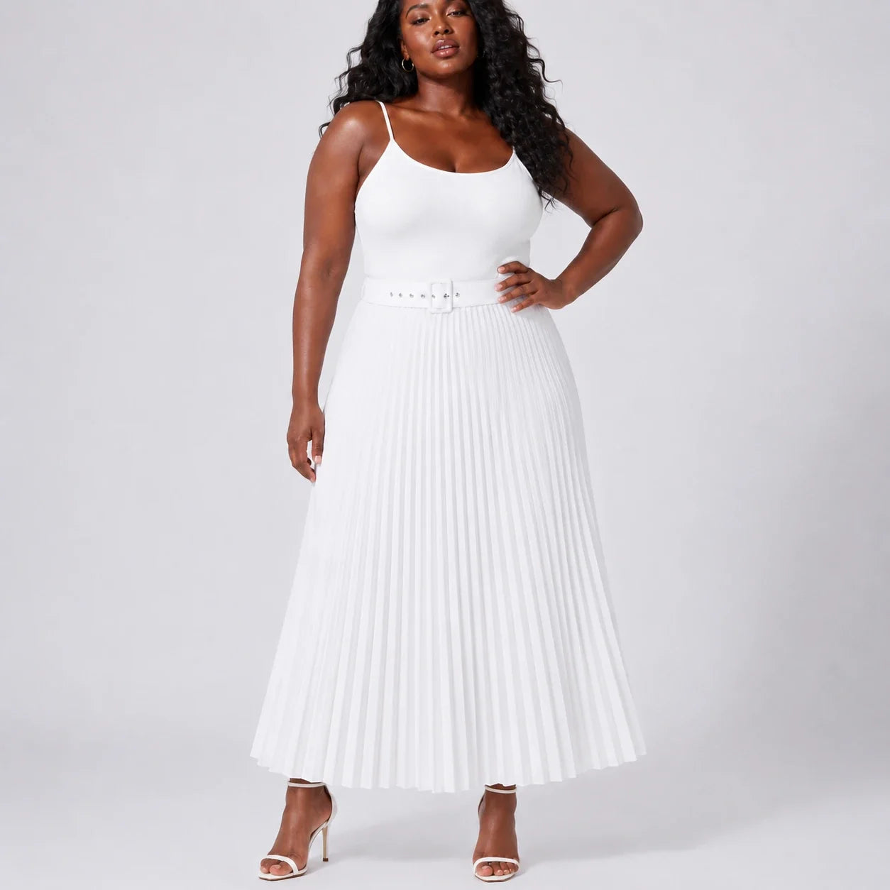 Belted Pleated Maxi Skirt WHD0606390