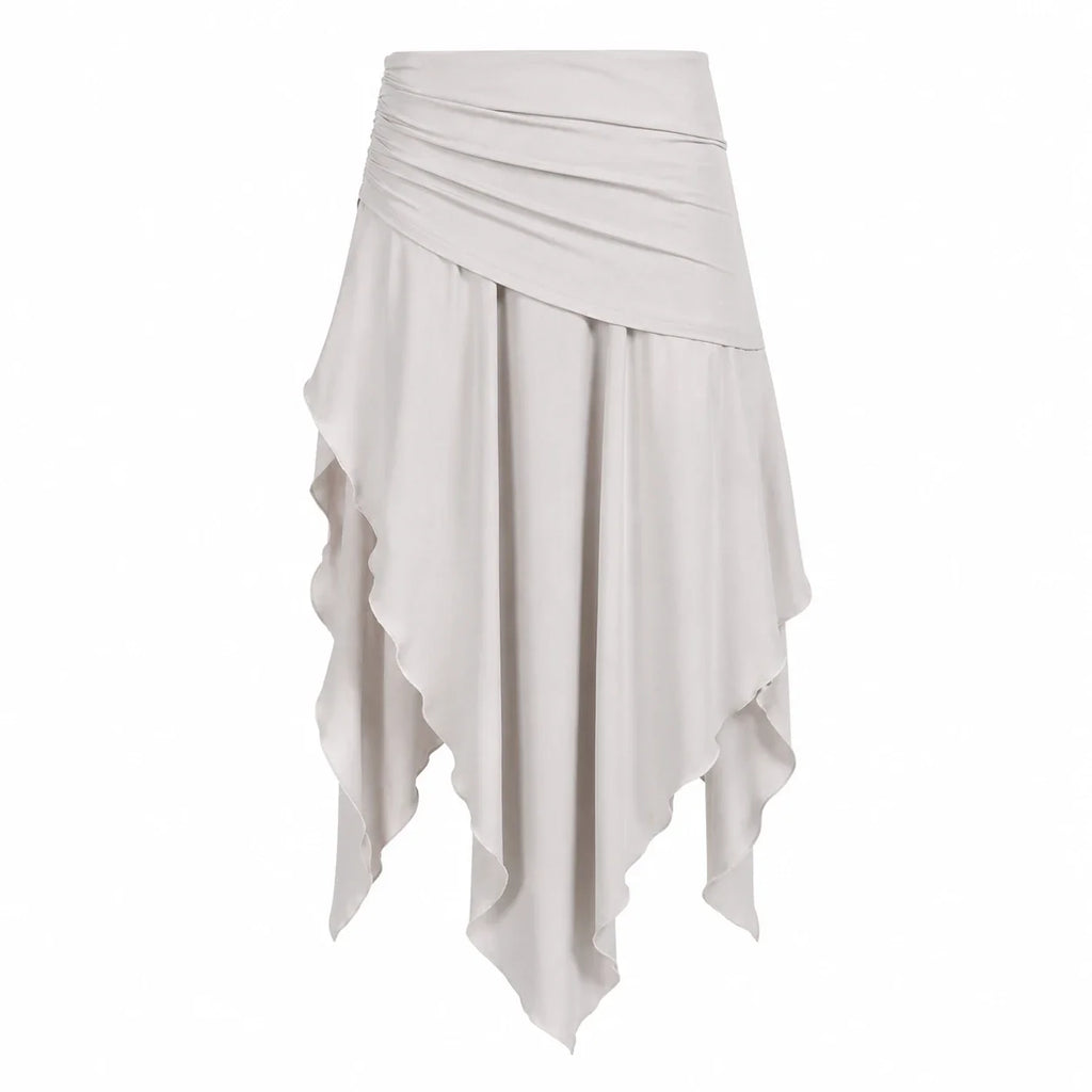 Ruched Asymmetric Midi Skirt WHD0606391
