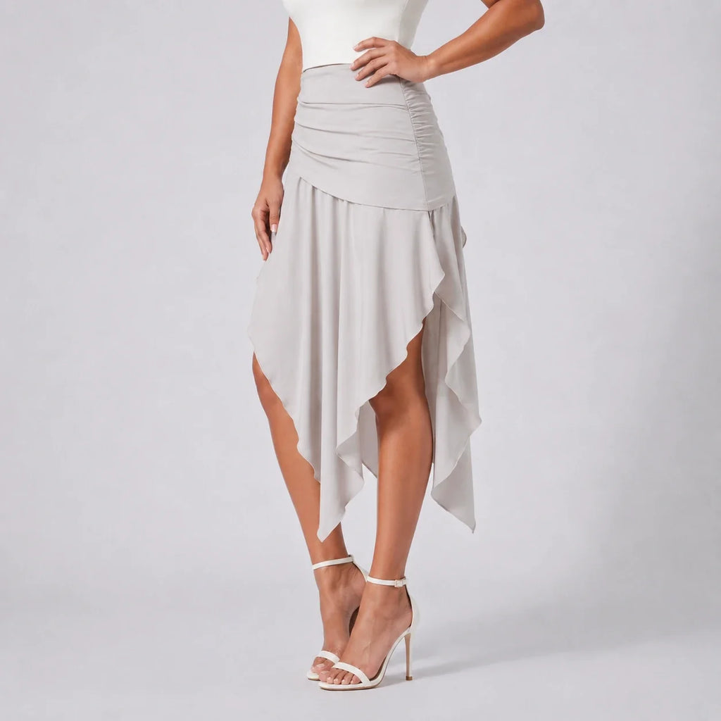 Ruched Asymmetric Midi Skirt WHD0606391