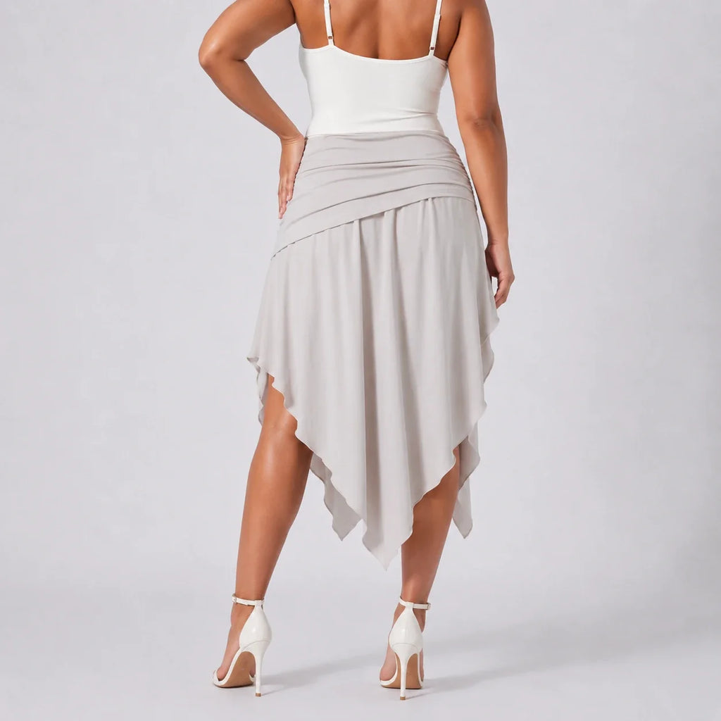 Ruched Asymmetric Midi Skirt WHD0606391