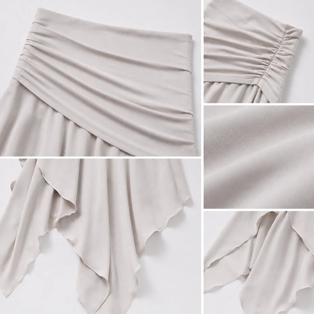 Ruched Asymmetric Midi Skirt WHD0606391