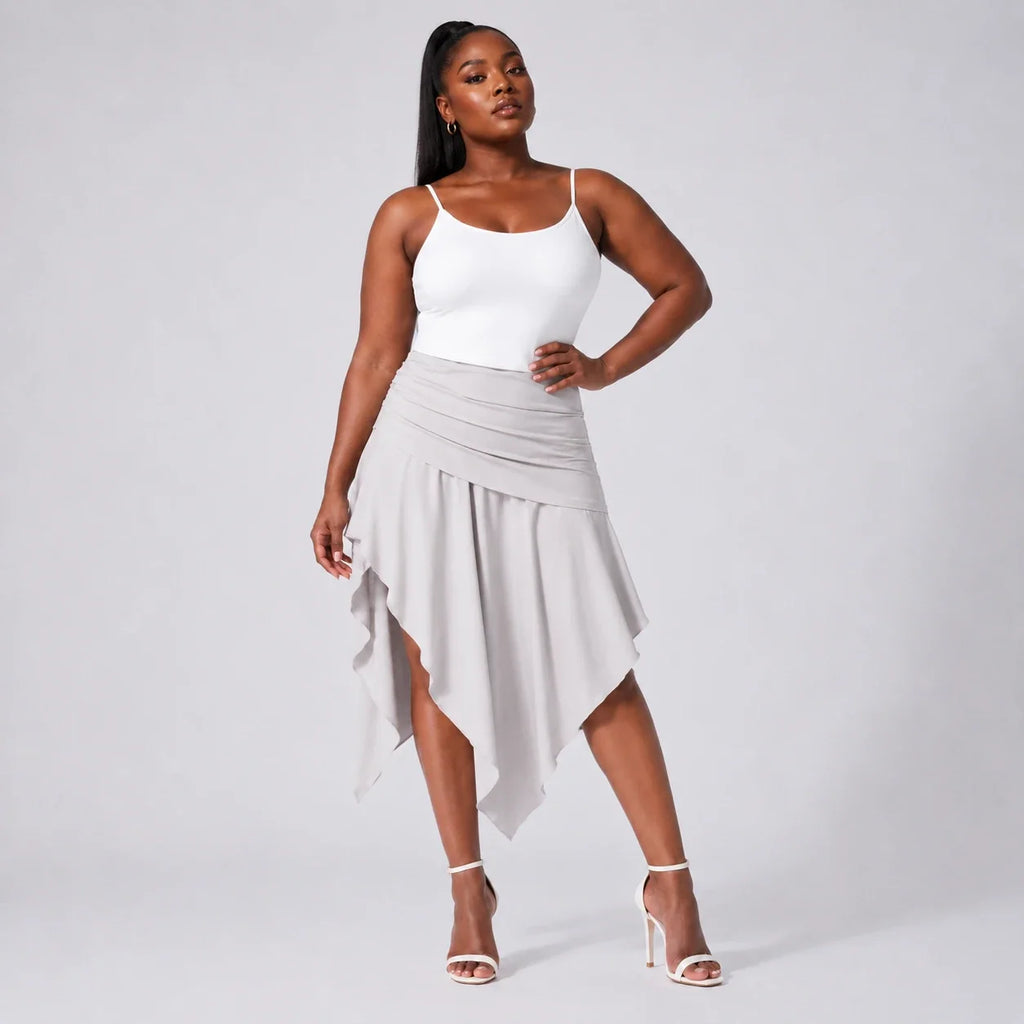 Ruched Asymmetric Midi Skirt WHD0606391
