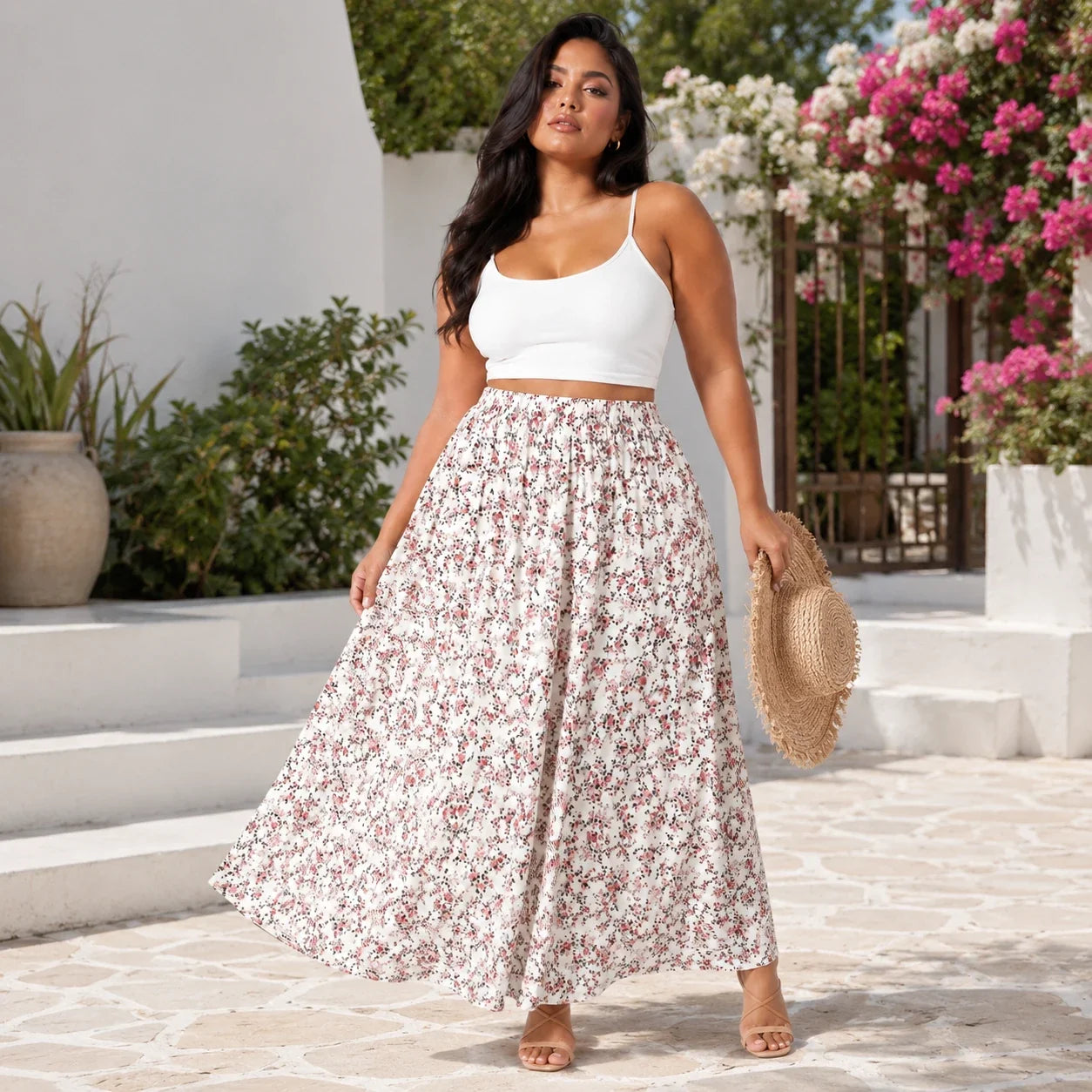 Printed High Waist Maxi Skirt WHD0606393