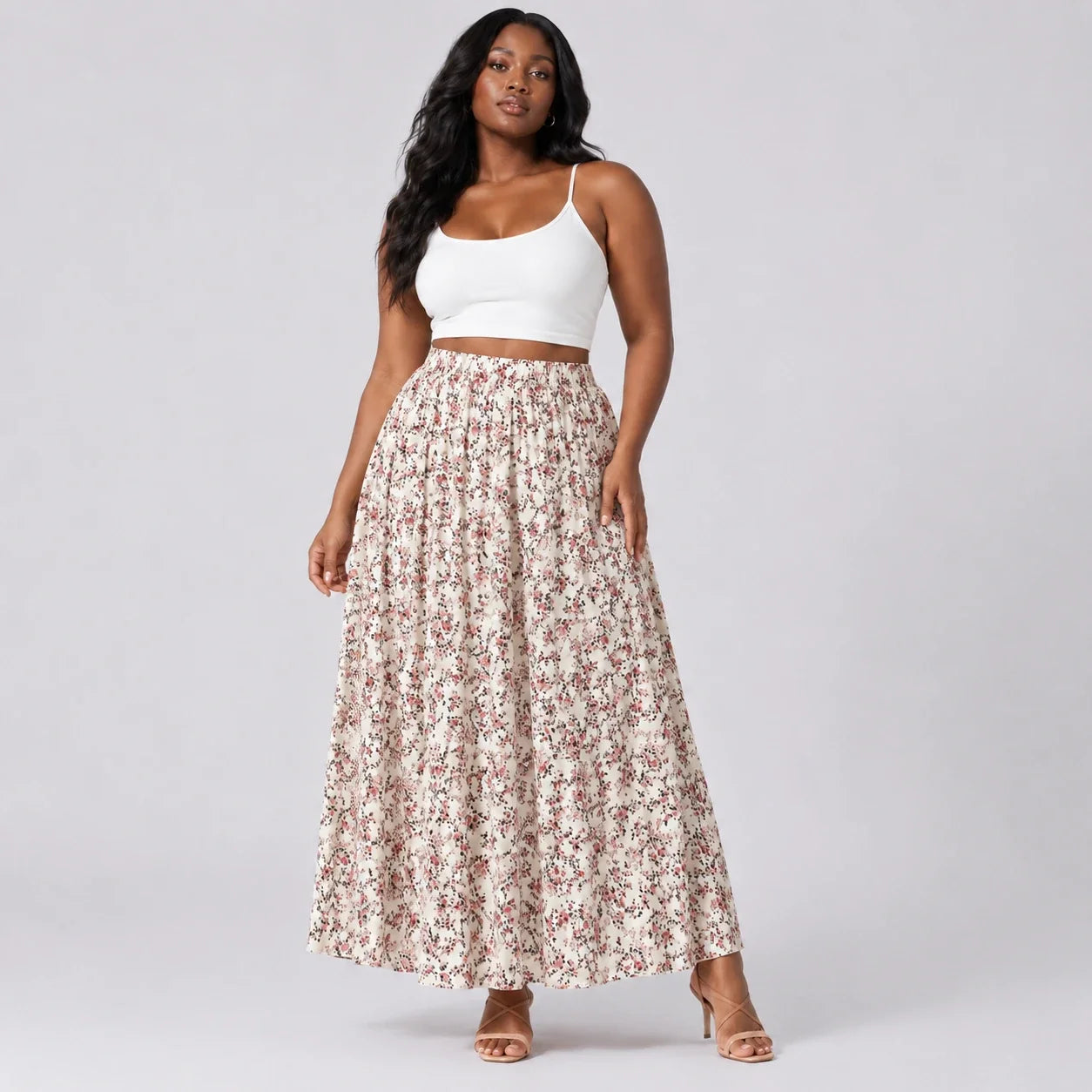 Printed High Waist Maxi Skirt WHD0606393