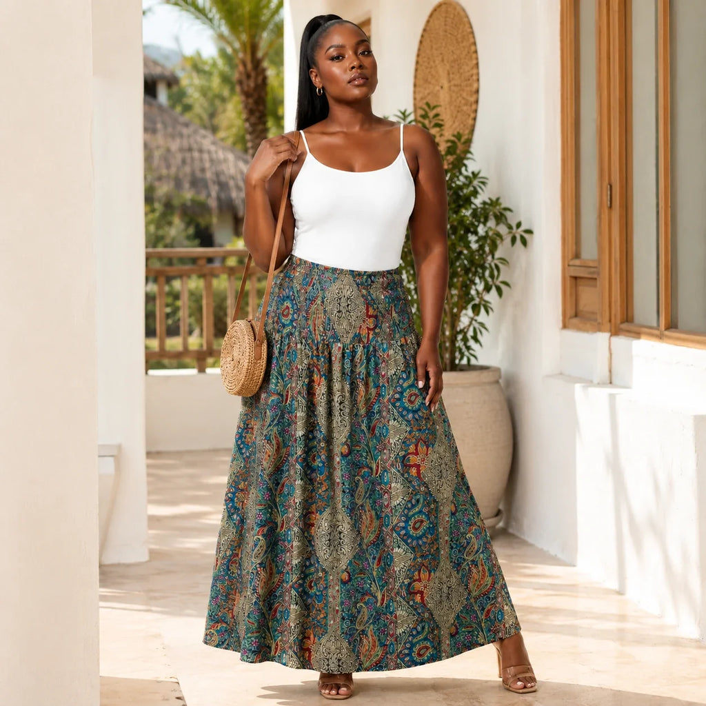 Boho Paisley Maxi Skirt WHD0606394