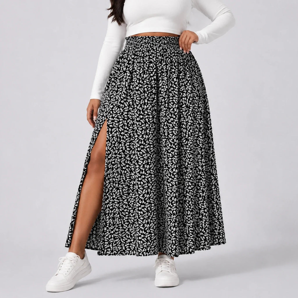 Floral Side Slit Maxi Skirt WHD0606395