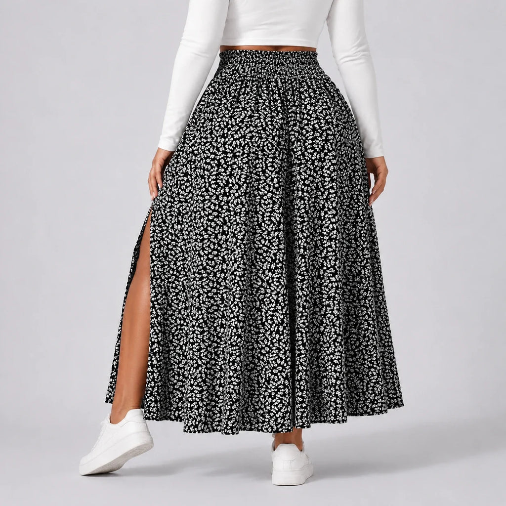 Floral Side Slit Maxi Skirt WHD0606395