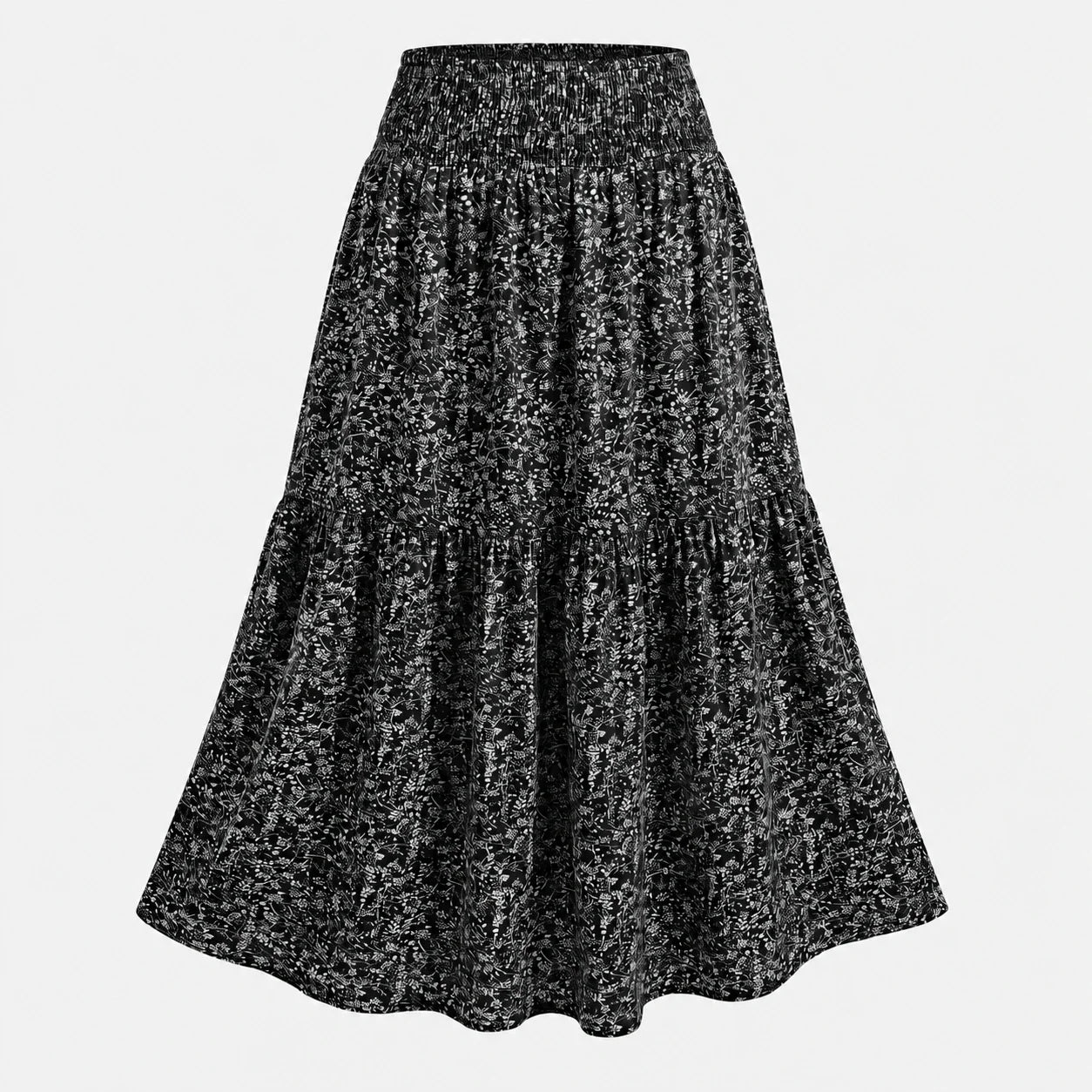 Ditsy Floral Tiered Maxi Skirt WHD0606396