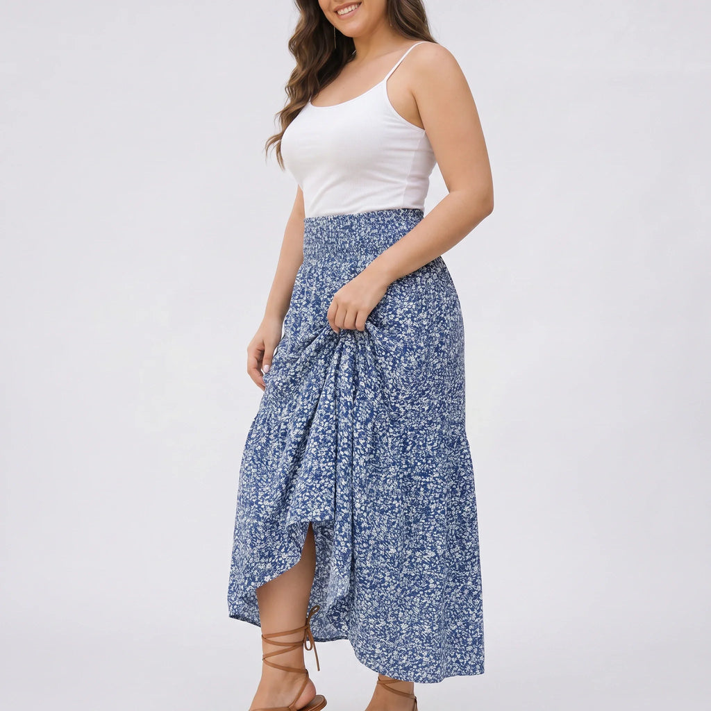Ditsy Floral Tiered Maxi Skirt WHD0606396