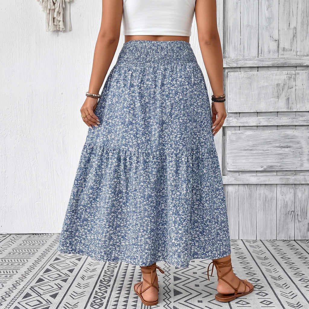 Ditsy Floral Tiered Maxi Skirt WHD0606396