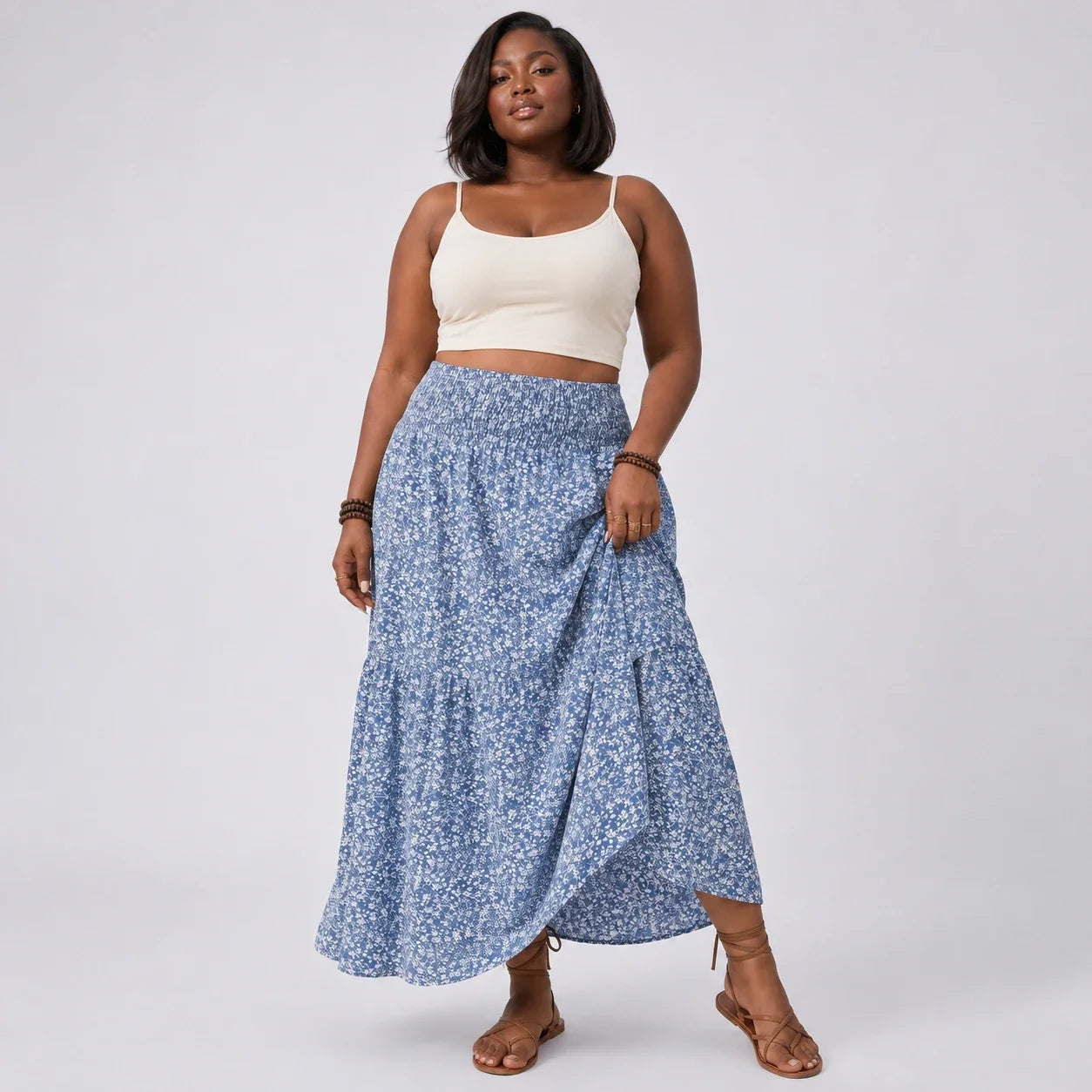Ditsy Floral Tiered Maxi Skirt WHD0606396