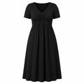 Ruched V-Neck Midi Dress WHD0606398