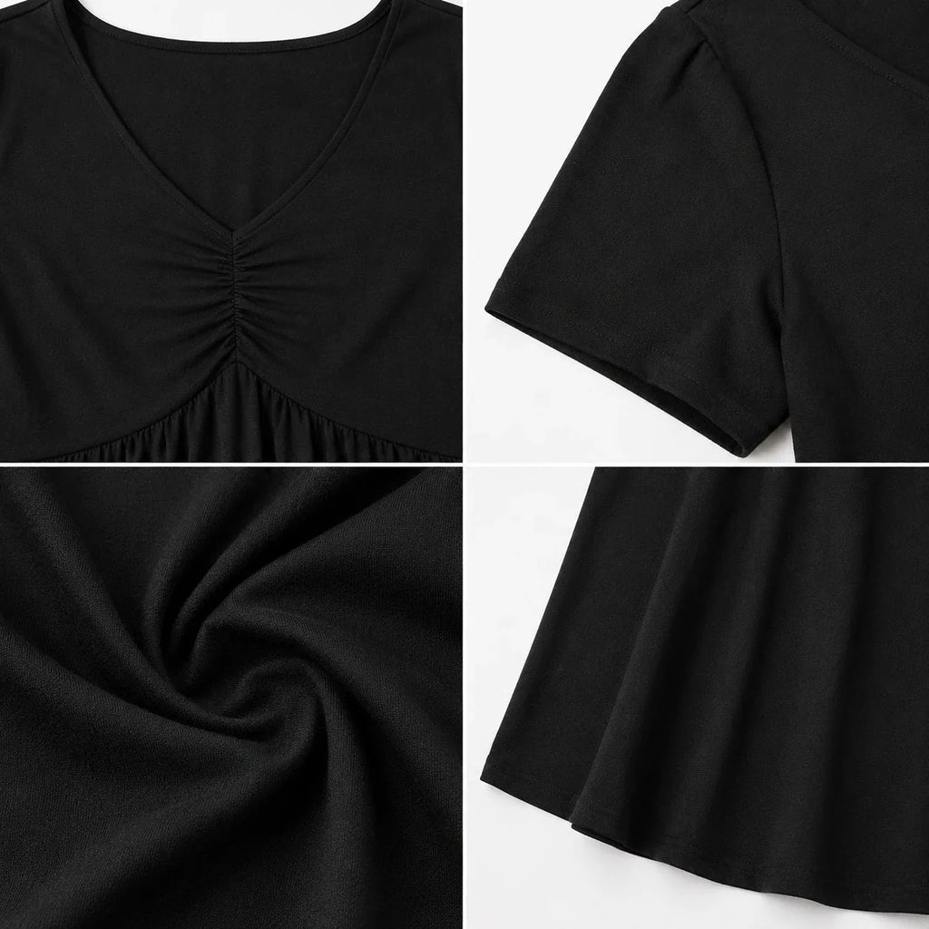 Ruched V-Neck Midi Dress WHD0606398
