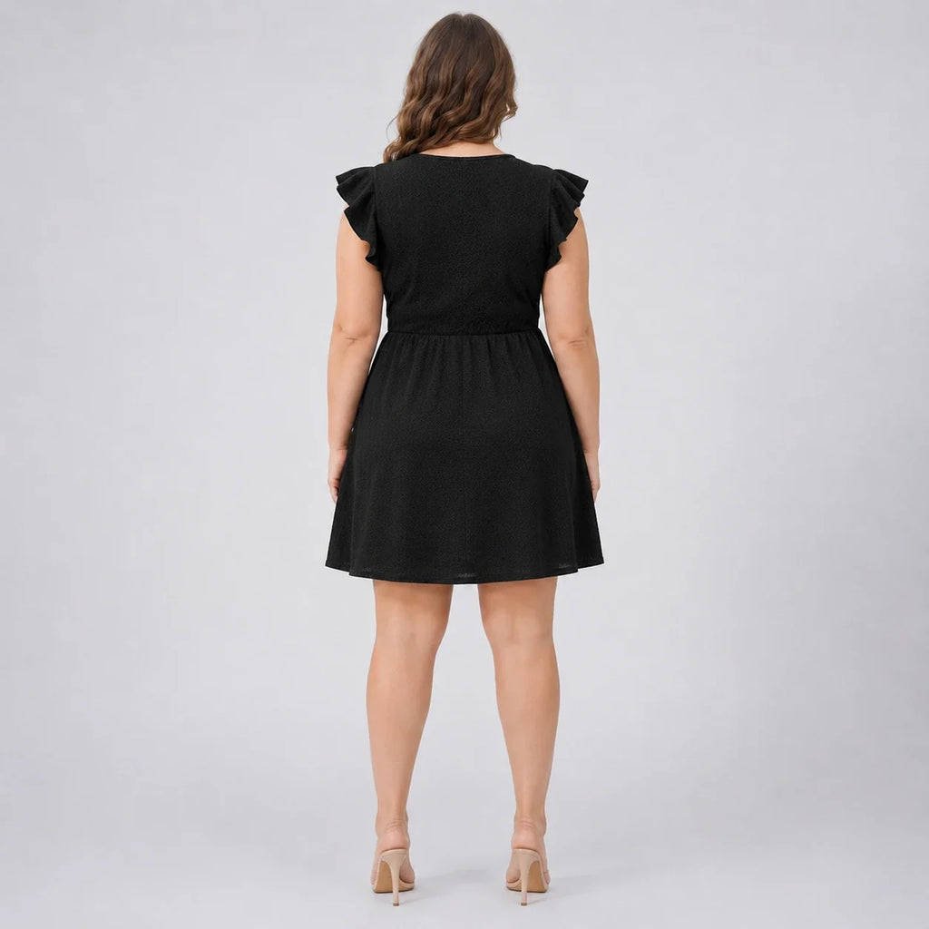 Black Lace Trim Mini Dress WHD0606399
