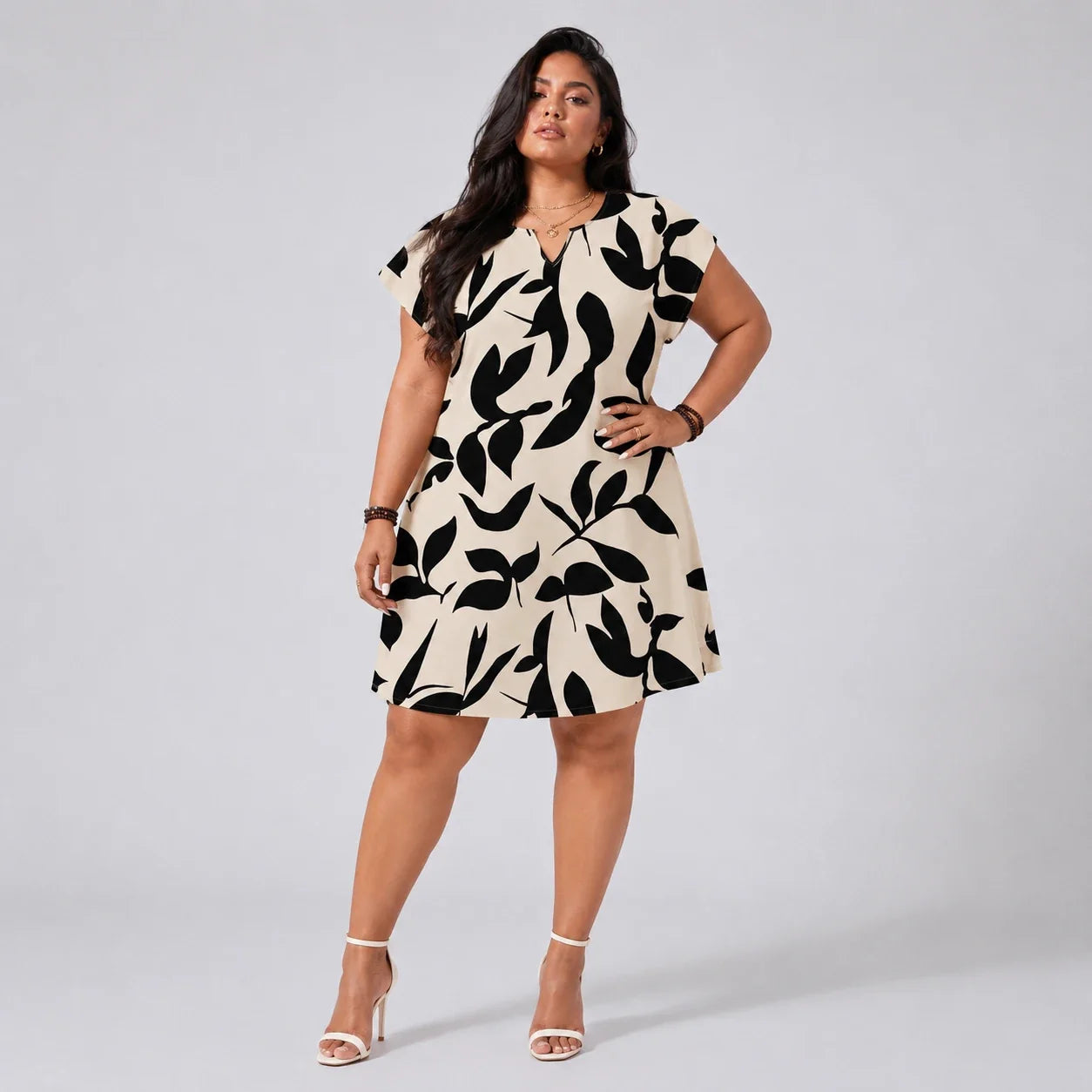 Leaf Print Swing Dress WHD0606400