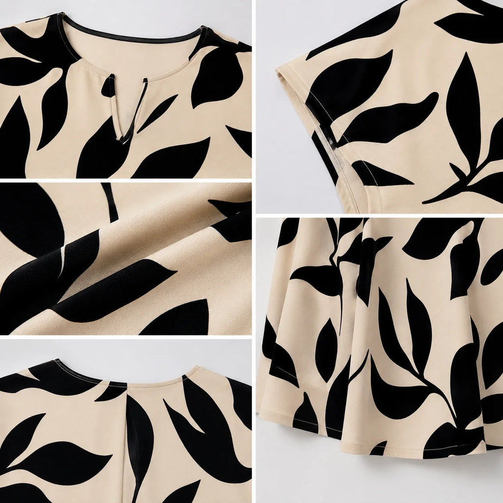 Leaf Print Swing Dress WHD0606400