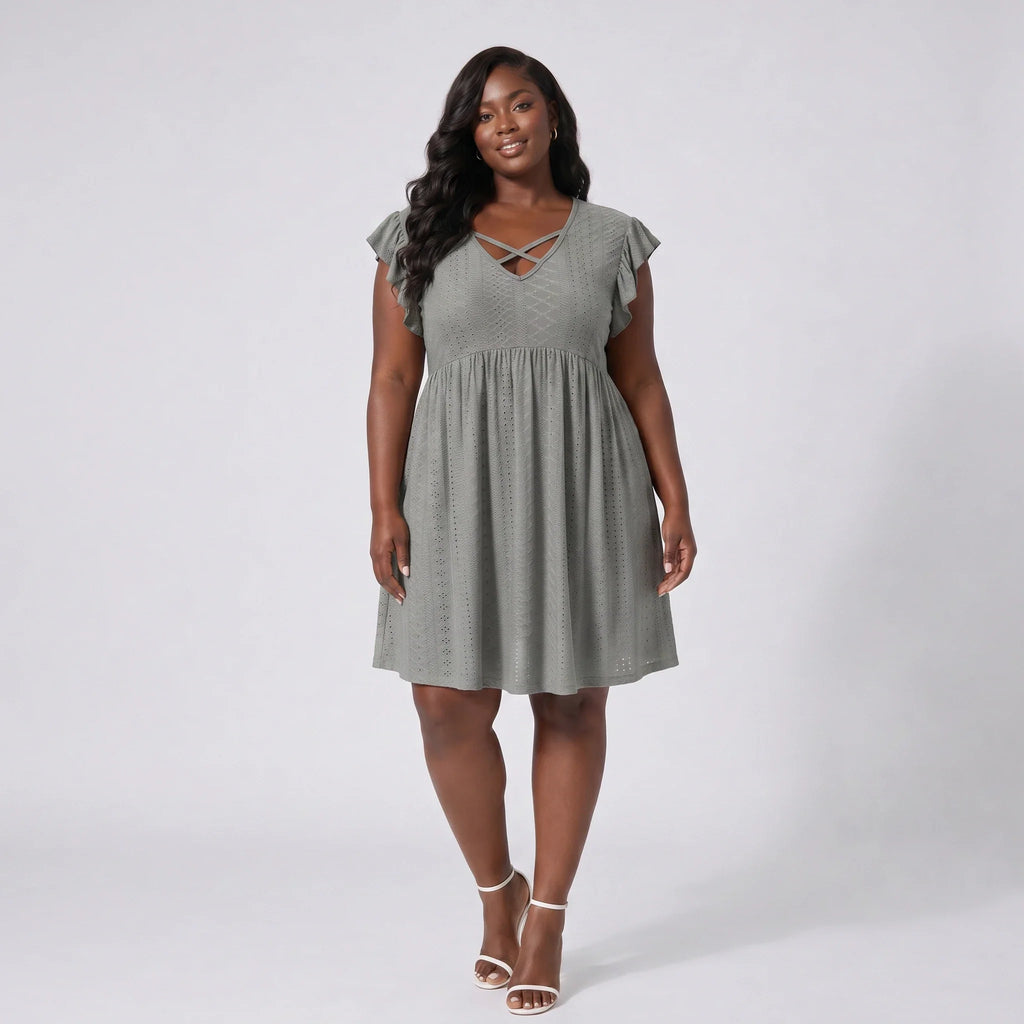 Eyelet Crisscross Babydoll Dress WHD0606401