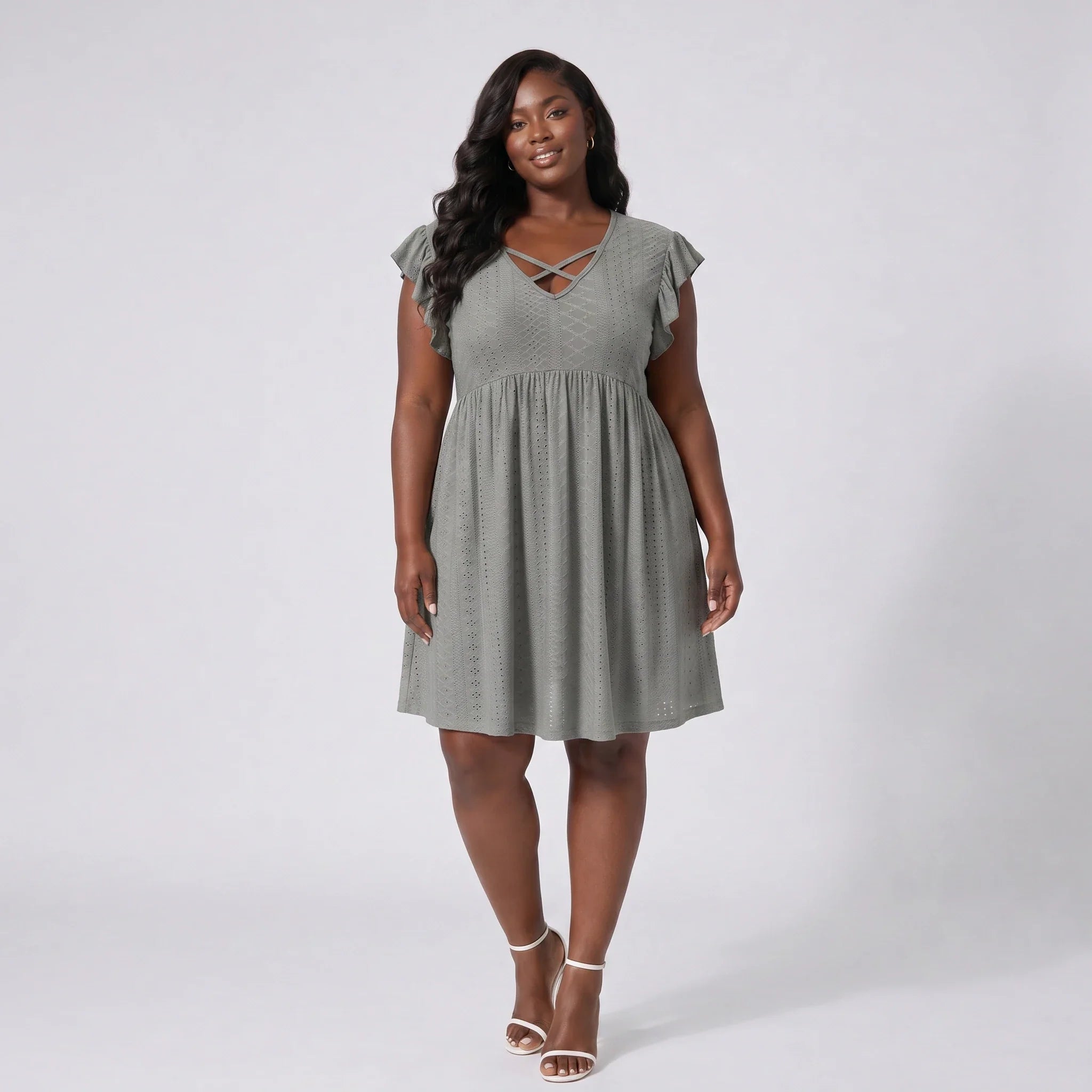 Eyelet Crisscross Babydoll Dress WHD0606401