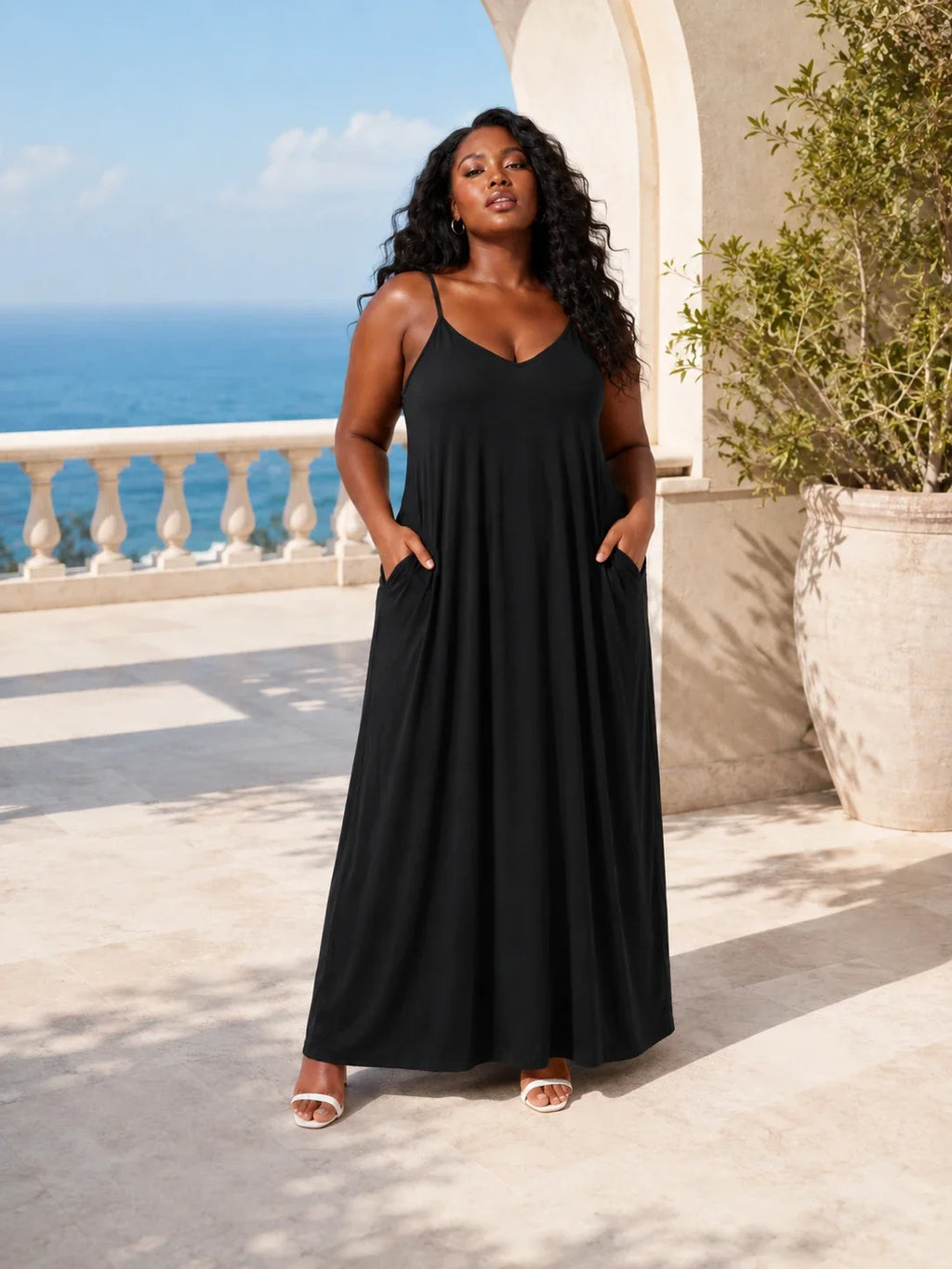 V-Neck Cami Maxi Dress WHD0606402