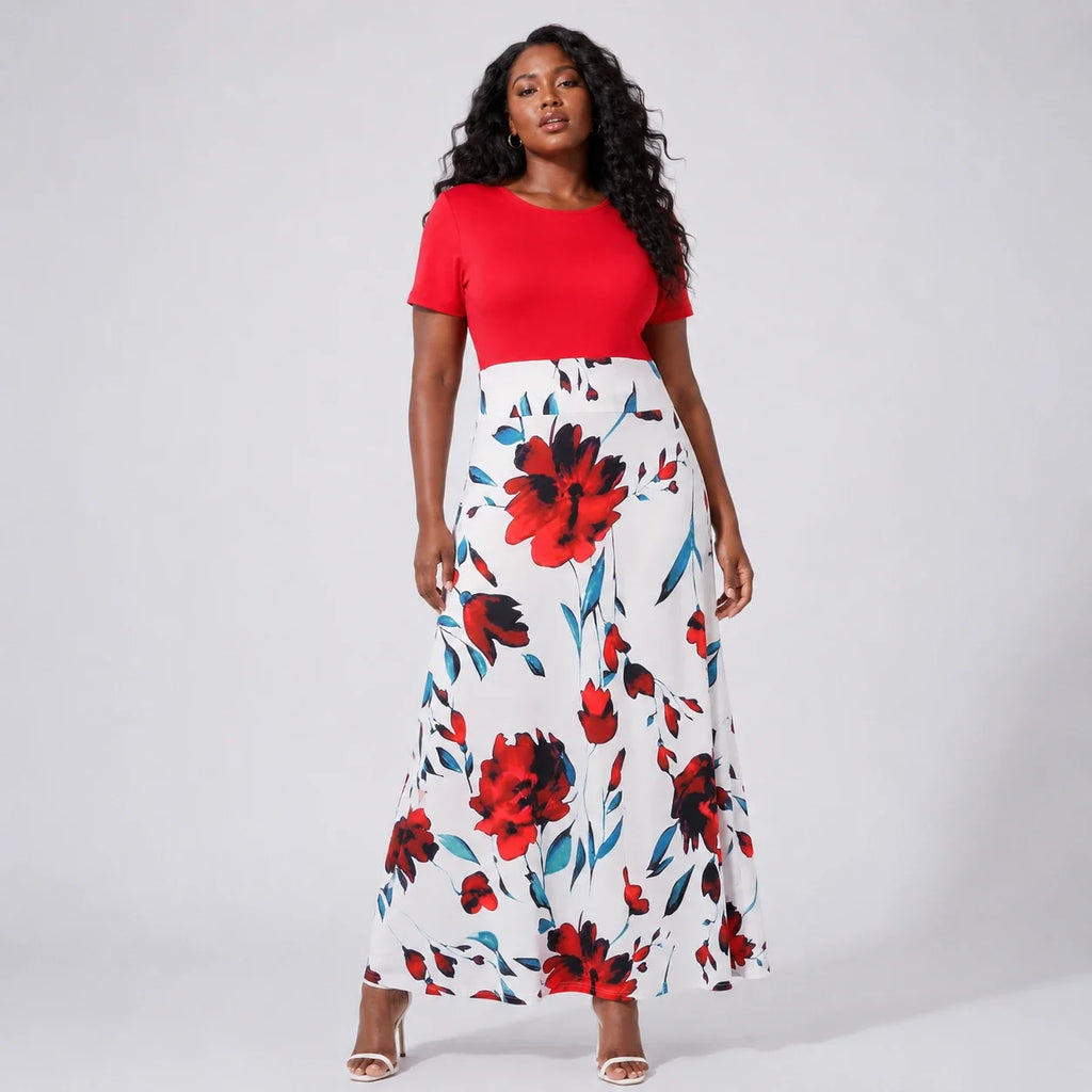 Floral Colorblock Maxi Dress WHD0606403