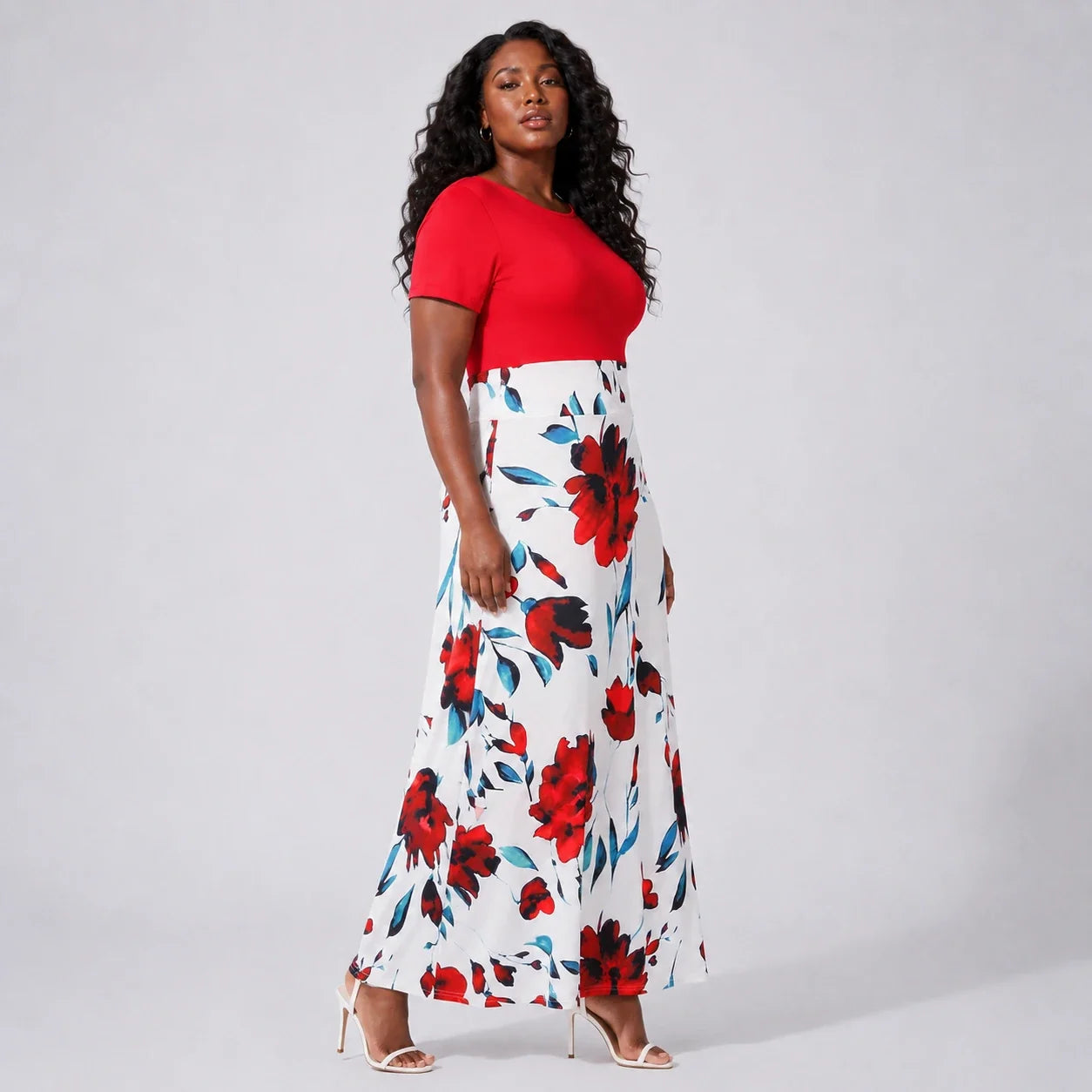 Floral Colorblock Maxi Dress WHD0606403
