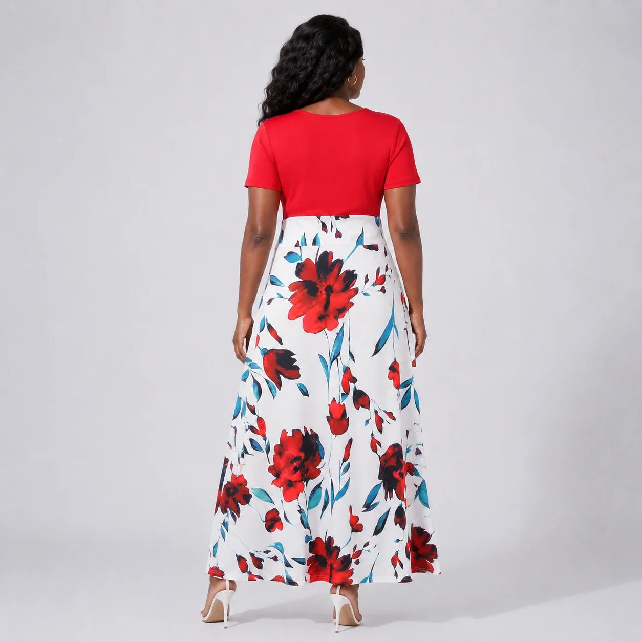 Floral Colorblock Maxi Dress WHD0606403