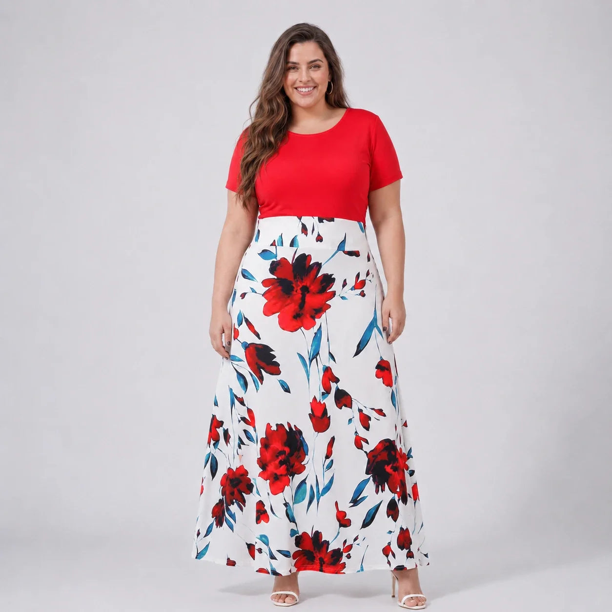 Floral Colorblock Maxi Dress WHD0606403