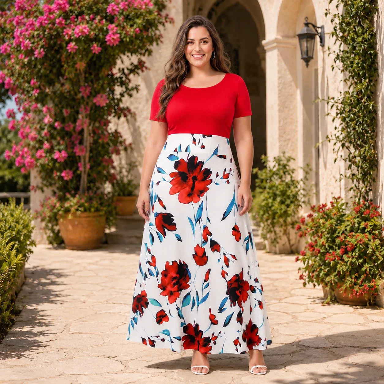 Floral Colorblock Maxi Dress WHD0606403