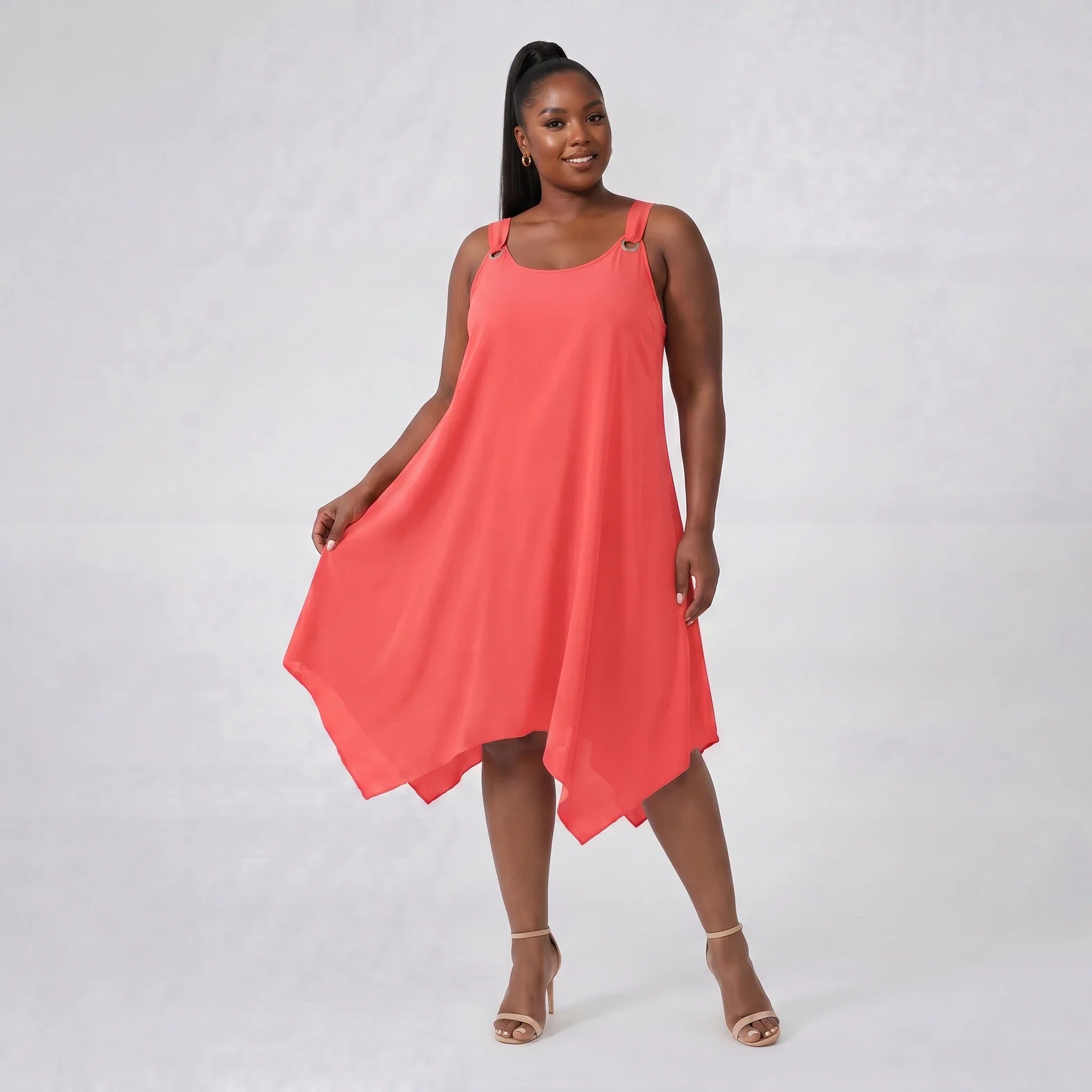Ring-Detail Hanky Hem Dress WHD0606404