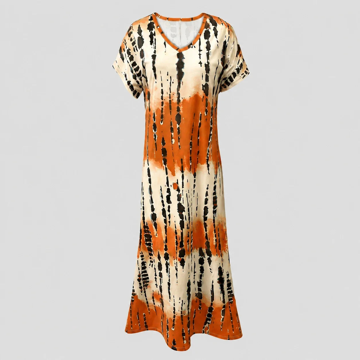 Abstract Print V-Neck Dress WHD0606405