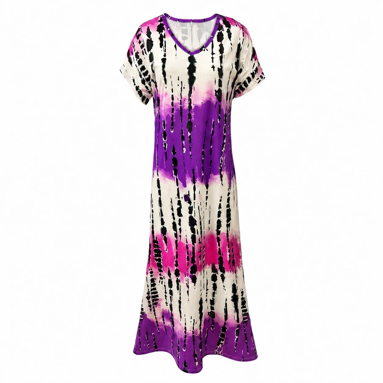 Abstract Print V-Neck Dress WHD0606405