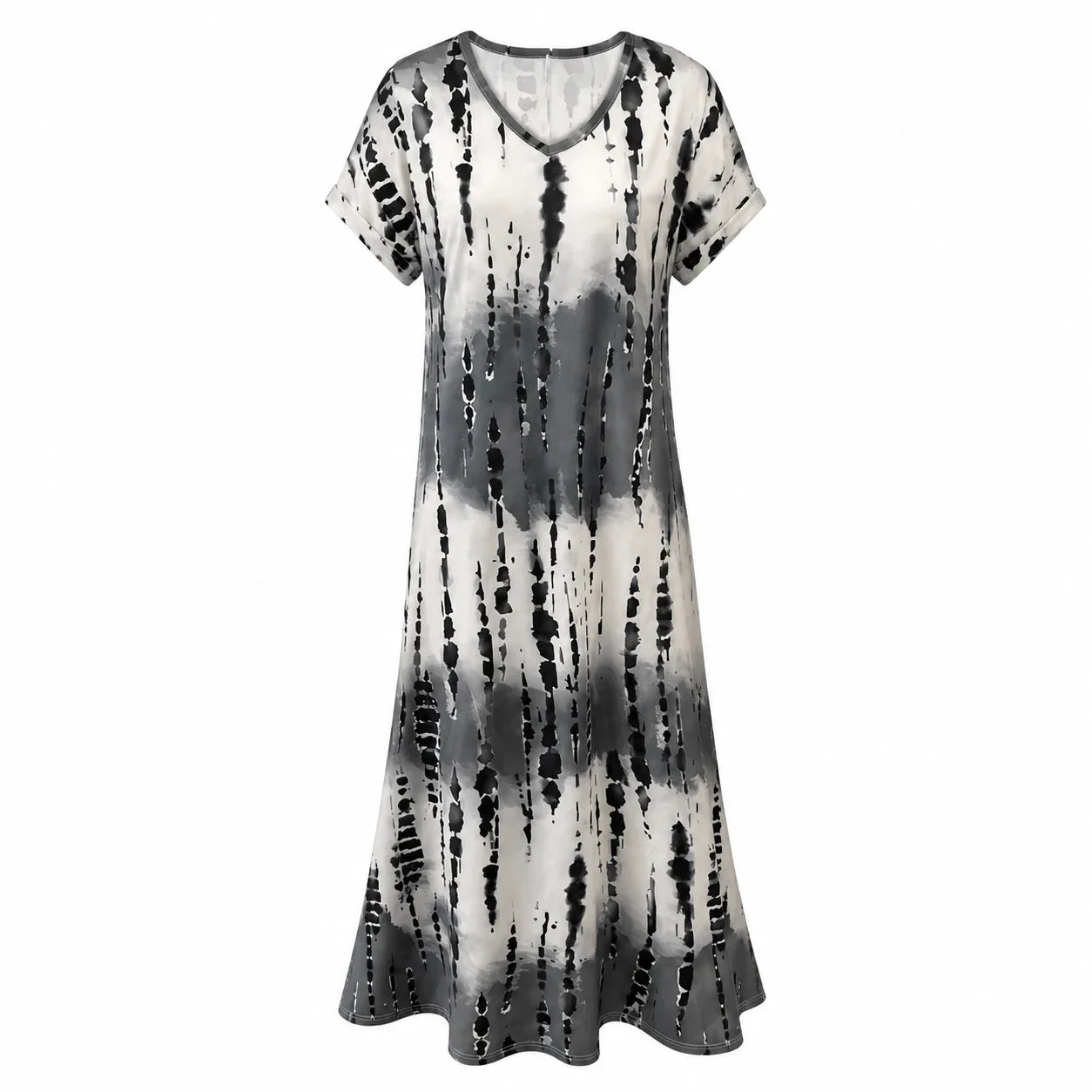 Abstract Print V-Neck Dress WHD0606405