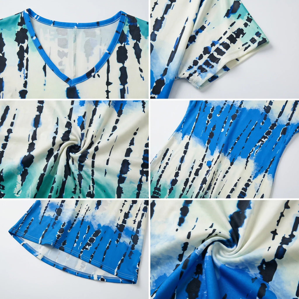 Abstract Print V-Neck Dress WHD0606405
