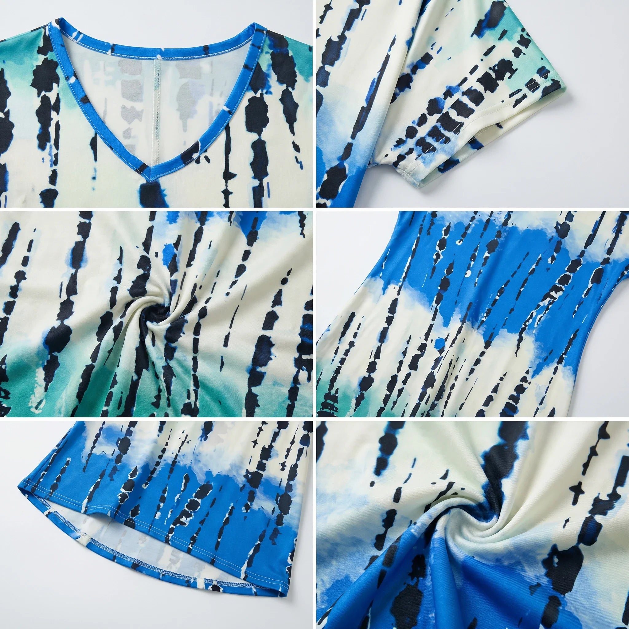 Abstract Print V-Neck Dress WHD0606405
