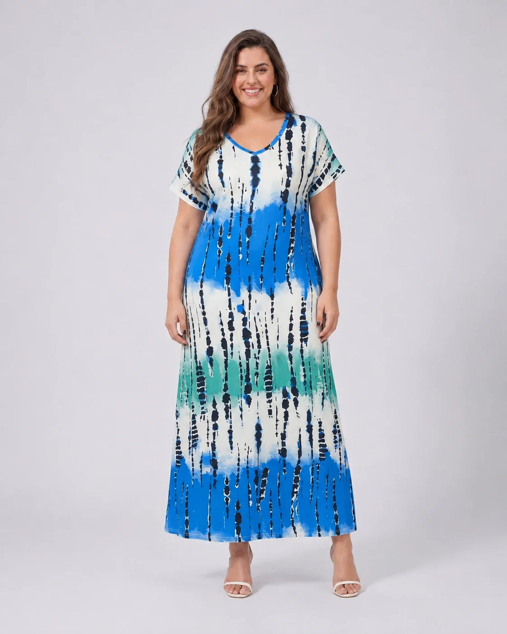 Abstract Print V-Neck Dress WHD0606405
