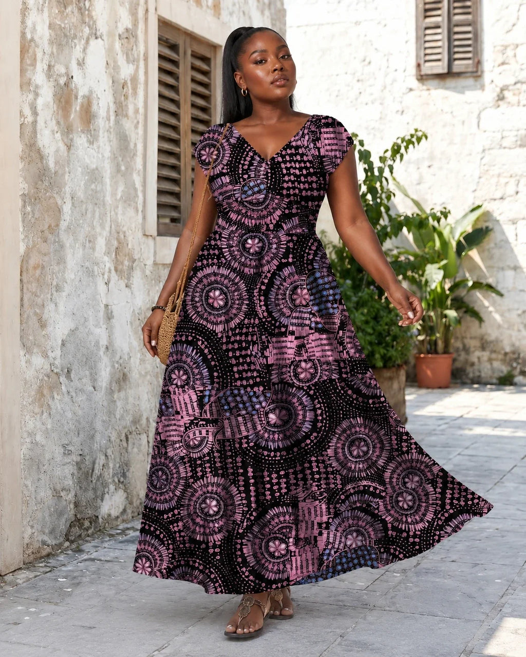 Boho Print Maxi Dress WHD0606406
