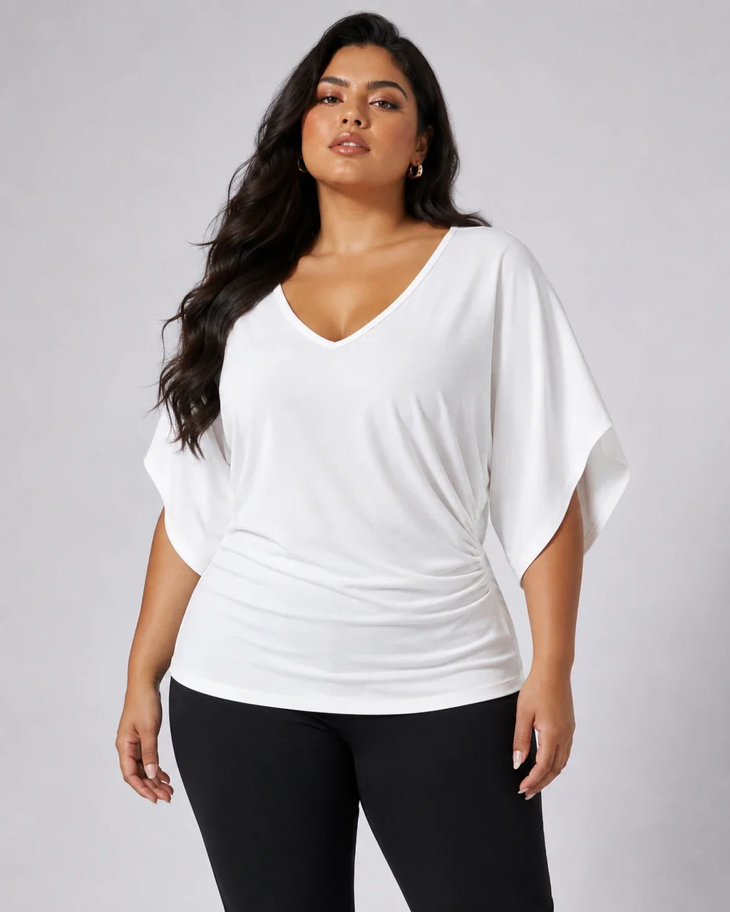 Draped Batwing Sleeve Top WHD0606407