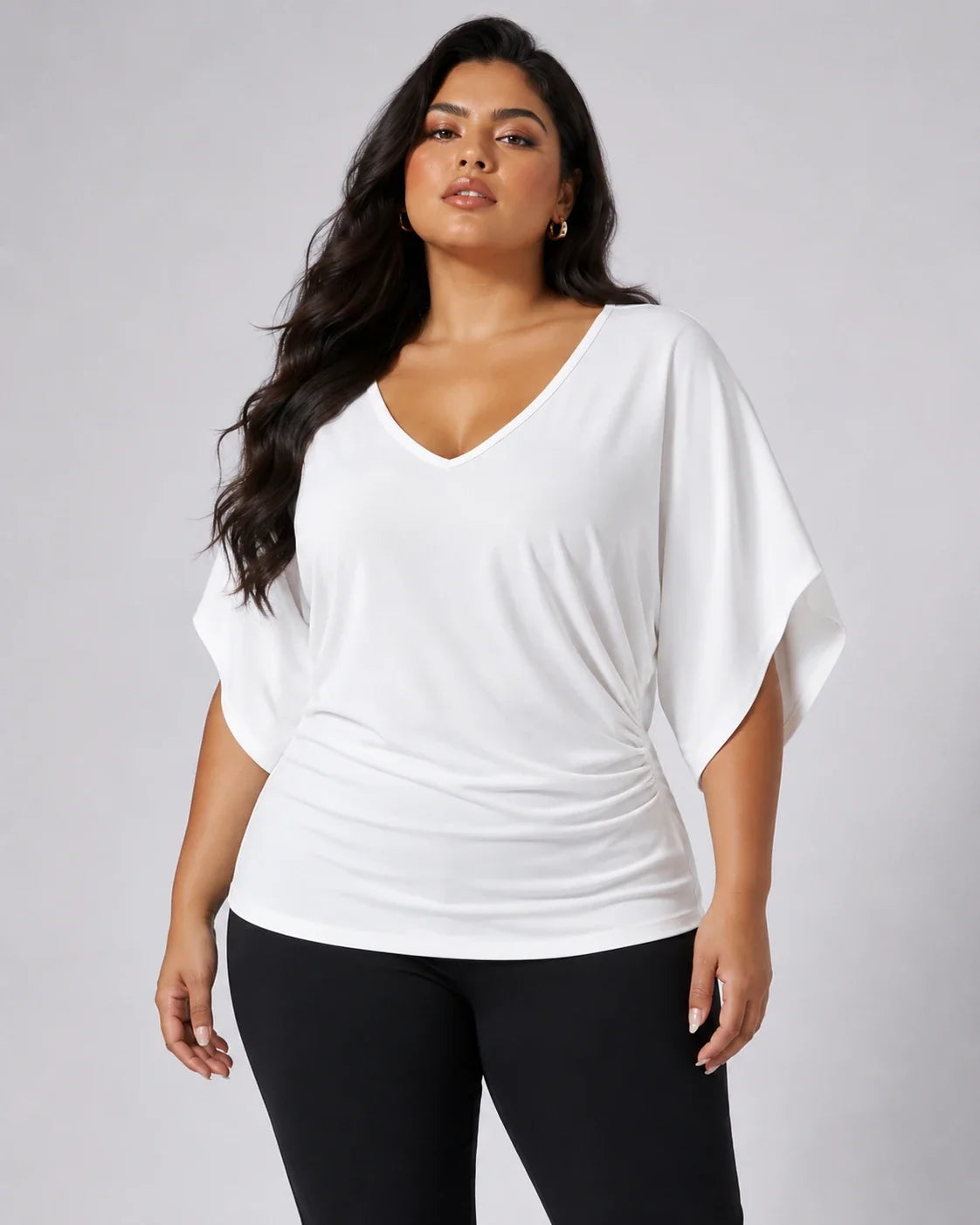 Draped Batwing Sleeve Top WHD0606407