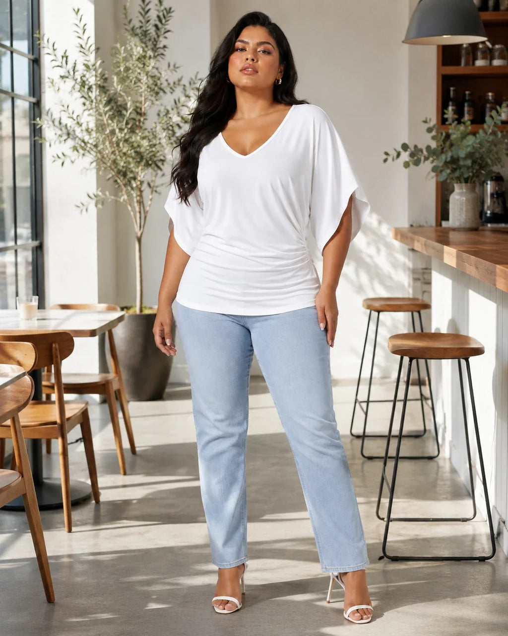 Draped Batwing Sleeve Top WHD0606407