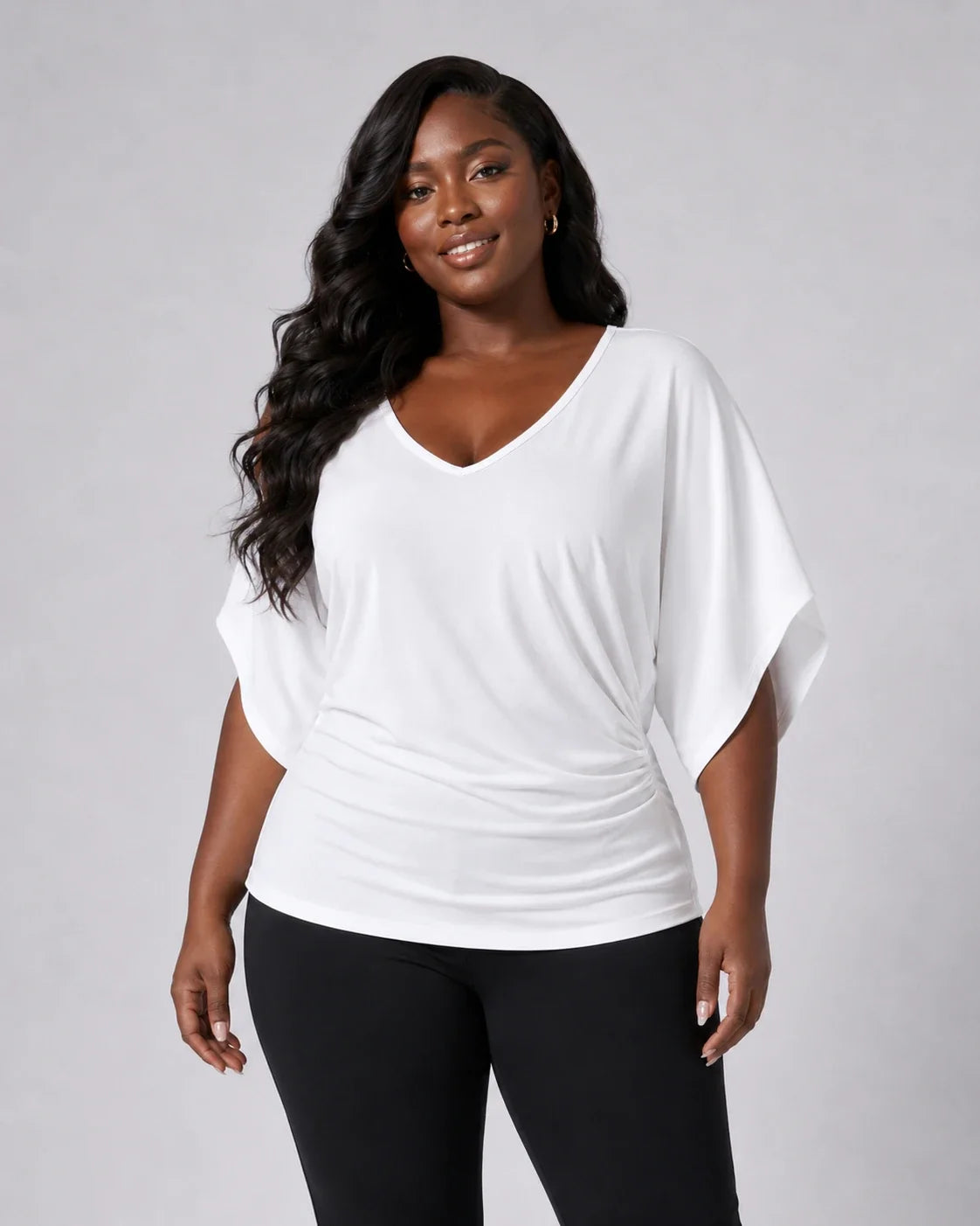 Draped Batwing Sleeve Top WHD0606407