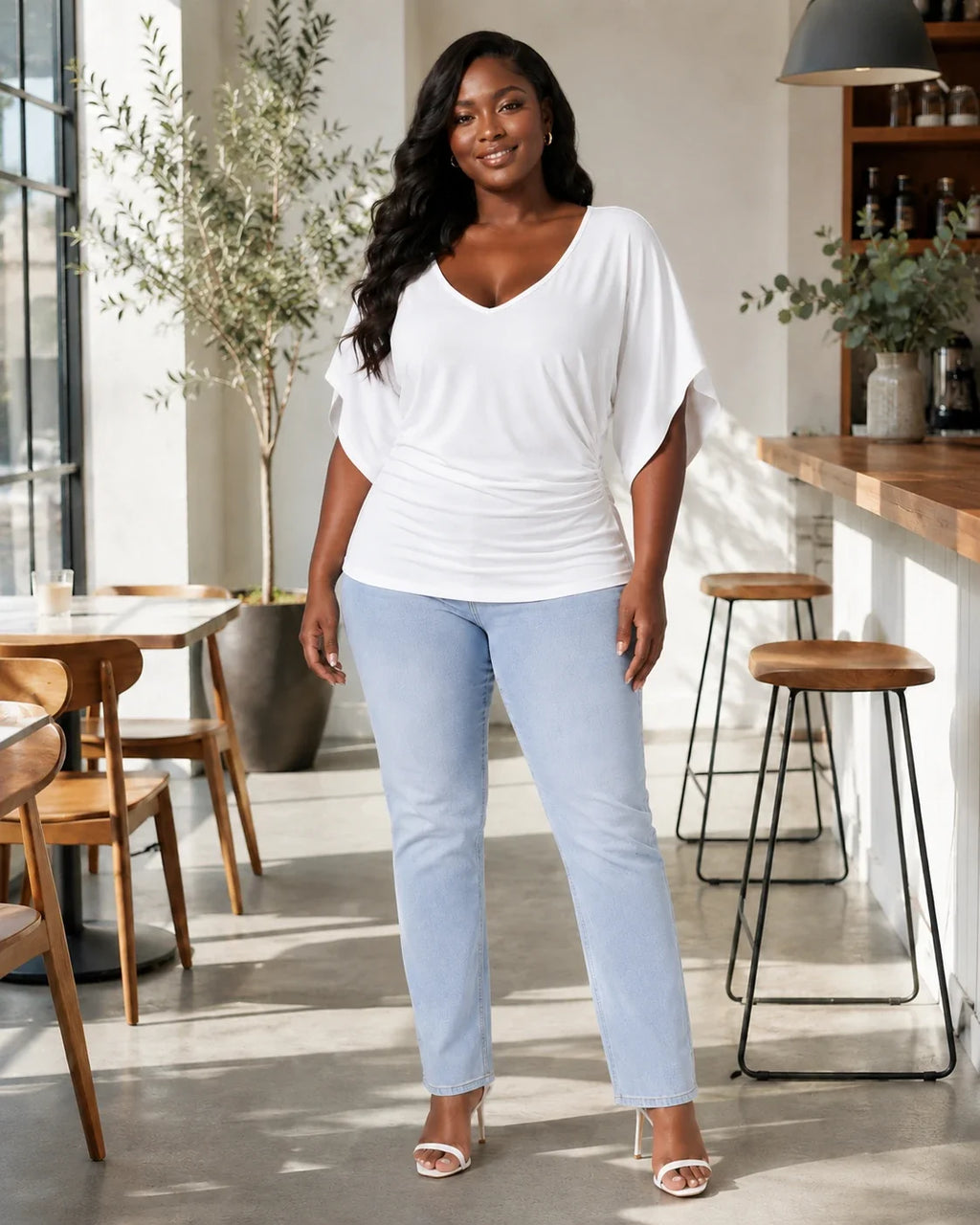 Draped Batwing Sleeve Top WHD0606407