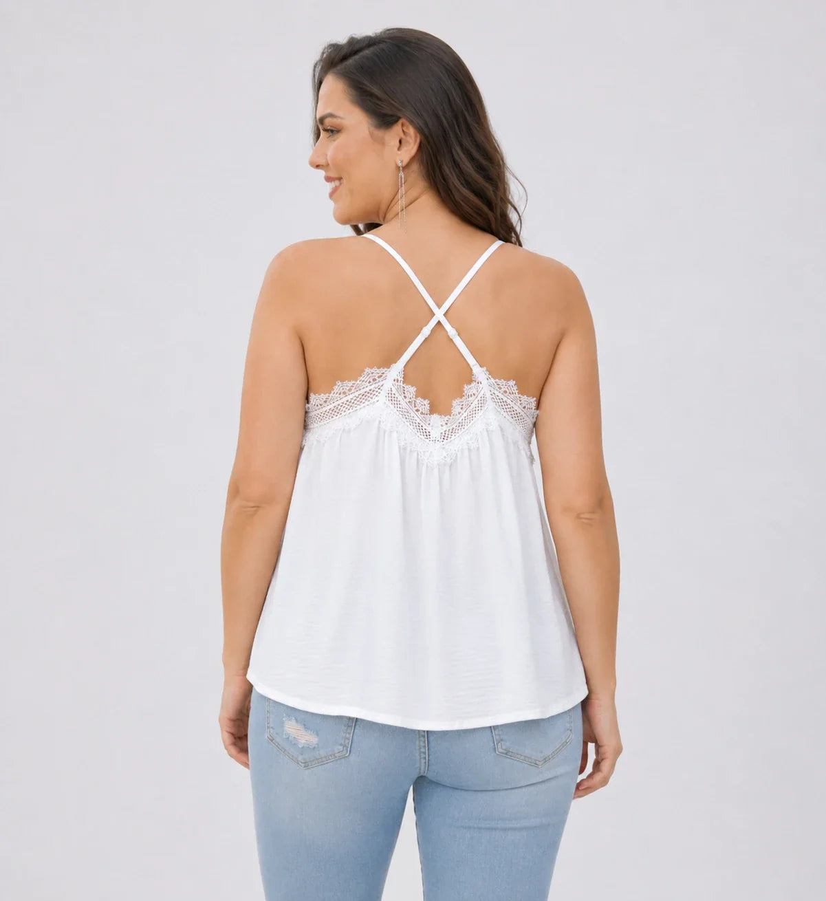 Lace Trim Cross-Back Cami WHD0606408