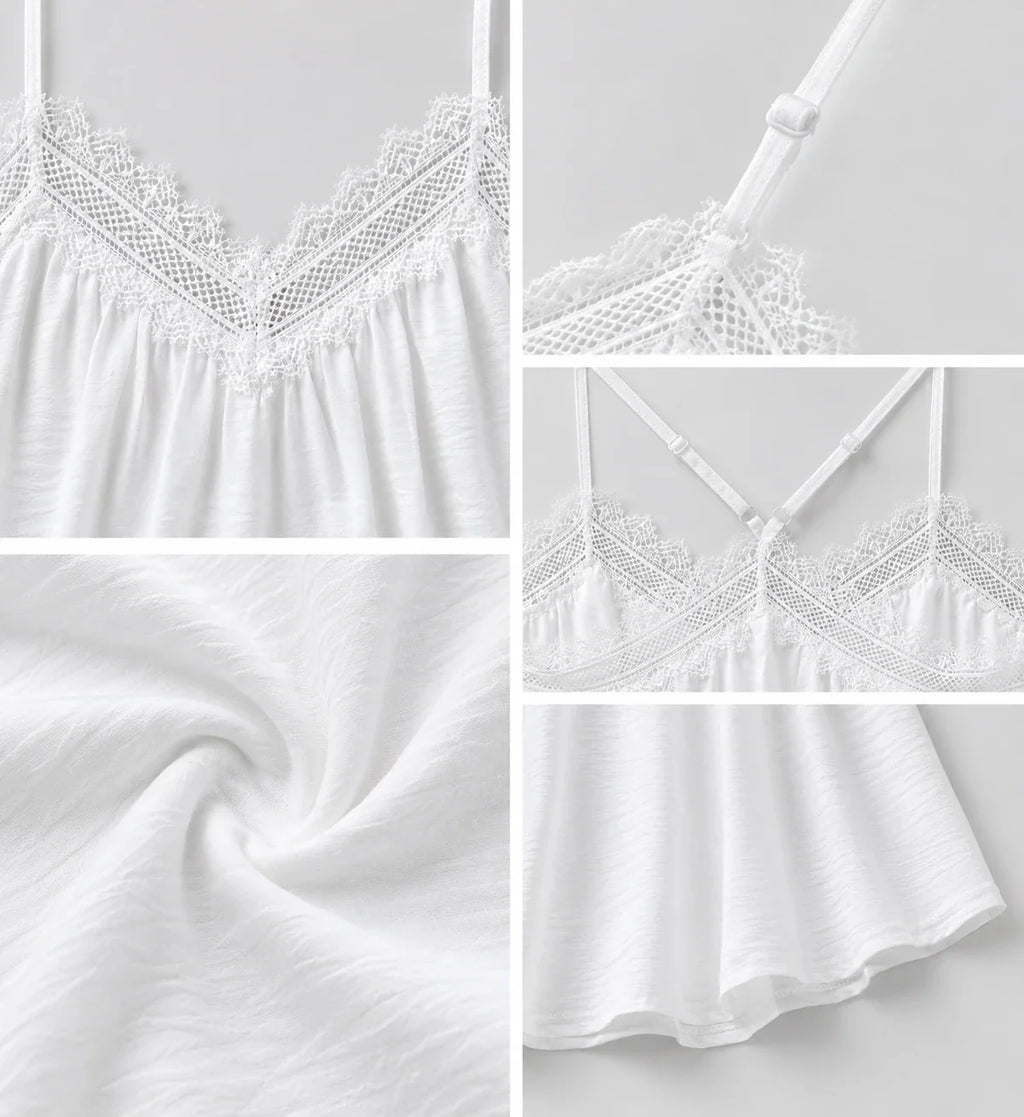 Lace Trim Cross-Back Cami WHD0606408