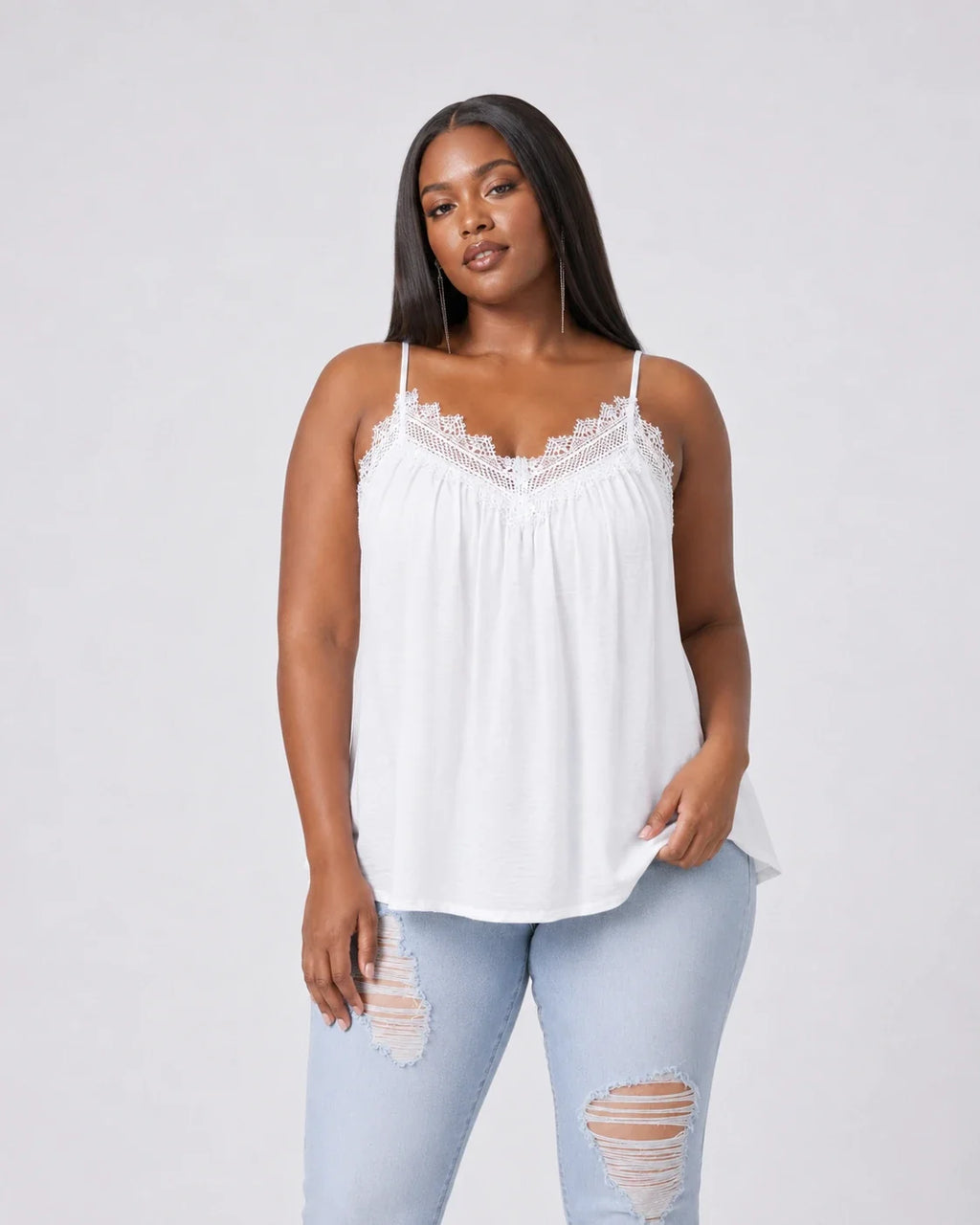 Lace Trim Cross-Back Cami WHD0606408