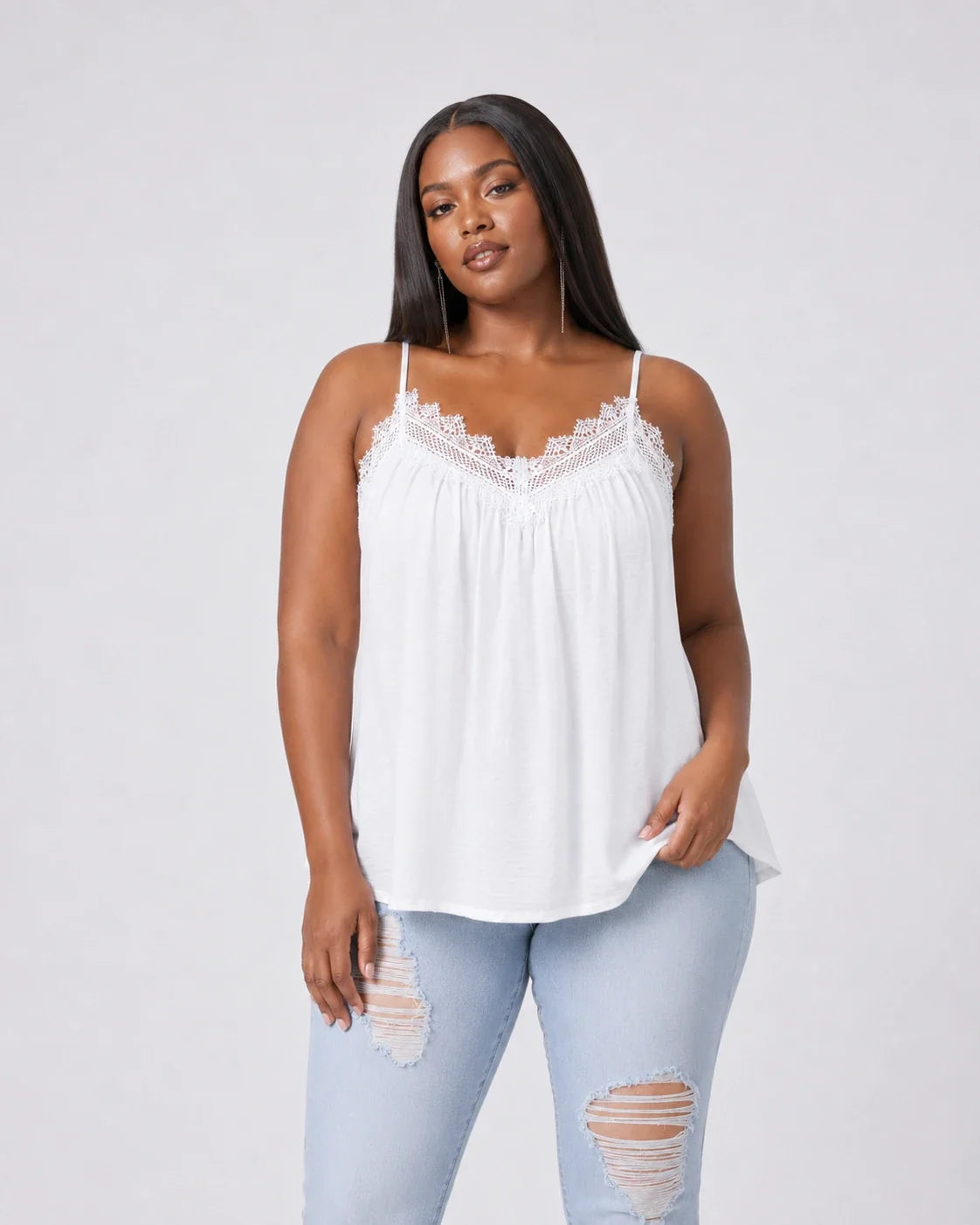 Lace Trim Cross-Back Cami WHD0606408