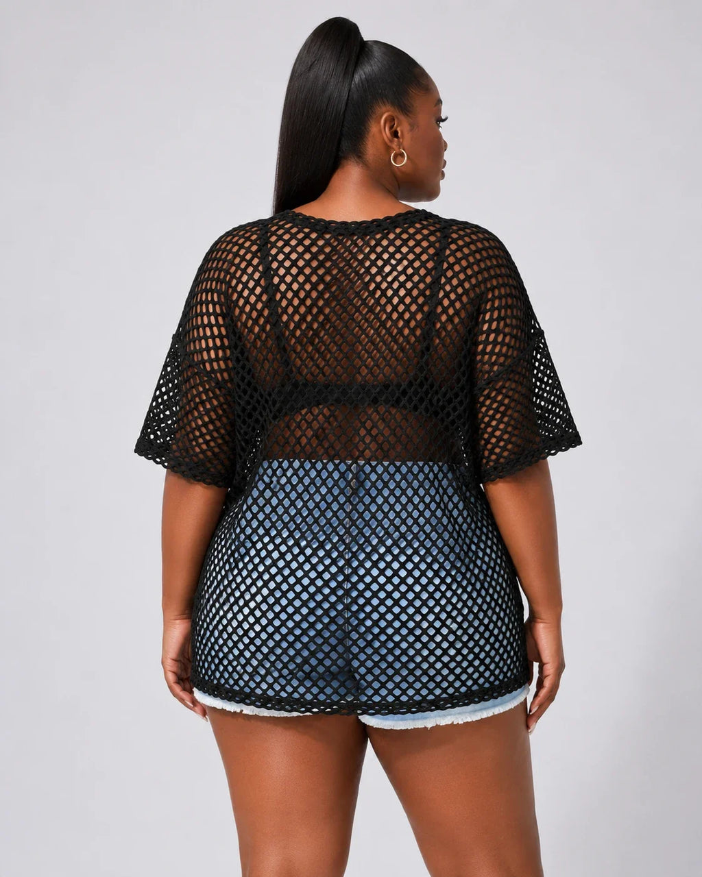 Black Mesh Cover-Up Top WHD0606411